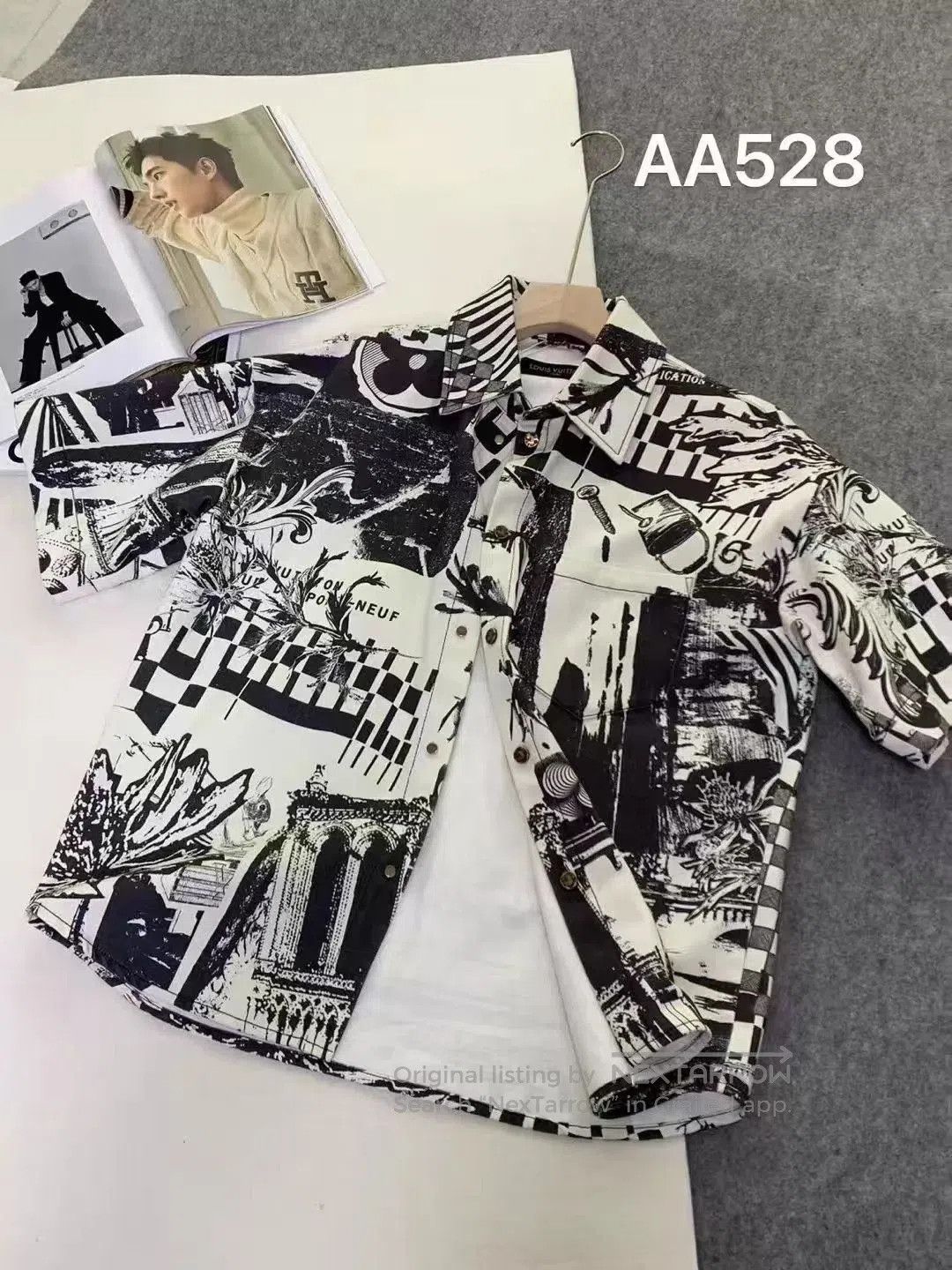 Louis Vuitton Black and White Graphic Short Sleeve Shirt. Size US L / EU 52-54 / 3 - 1 Thumbnail