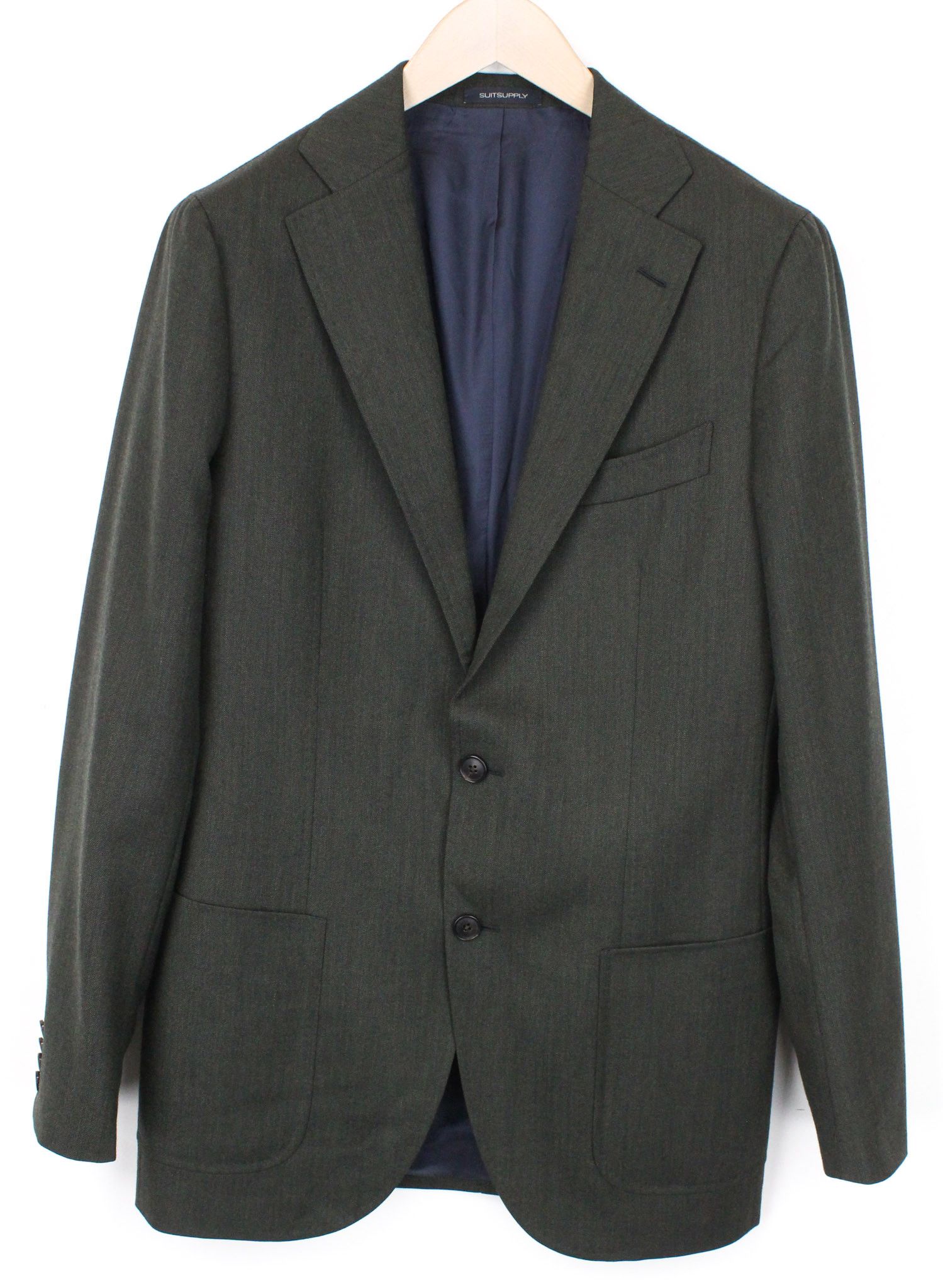 image of Suitsupply La Spalla Uk38L Green Birdseye Check Slim Wool Blazer 71291, Men's