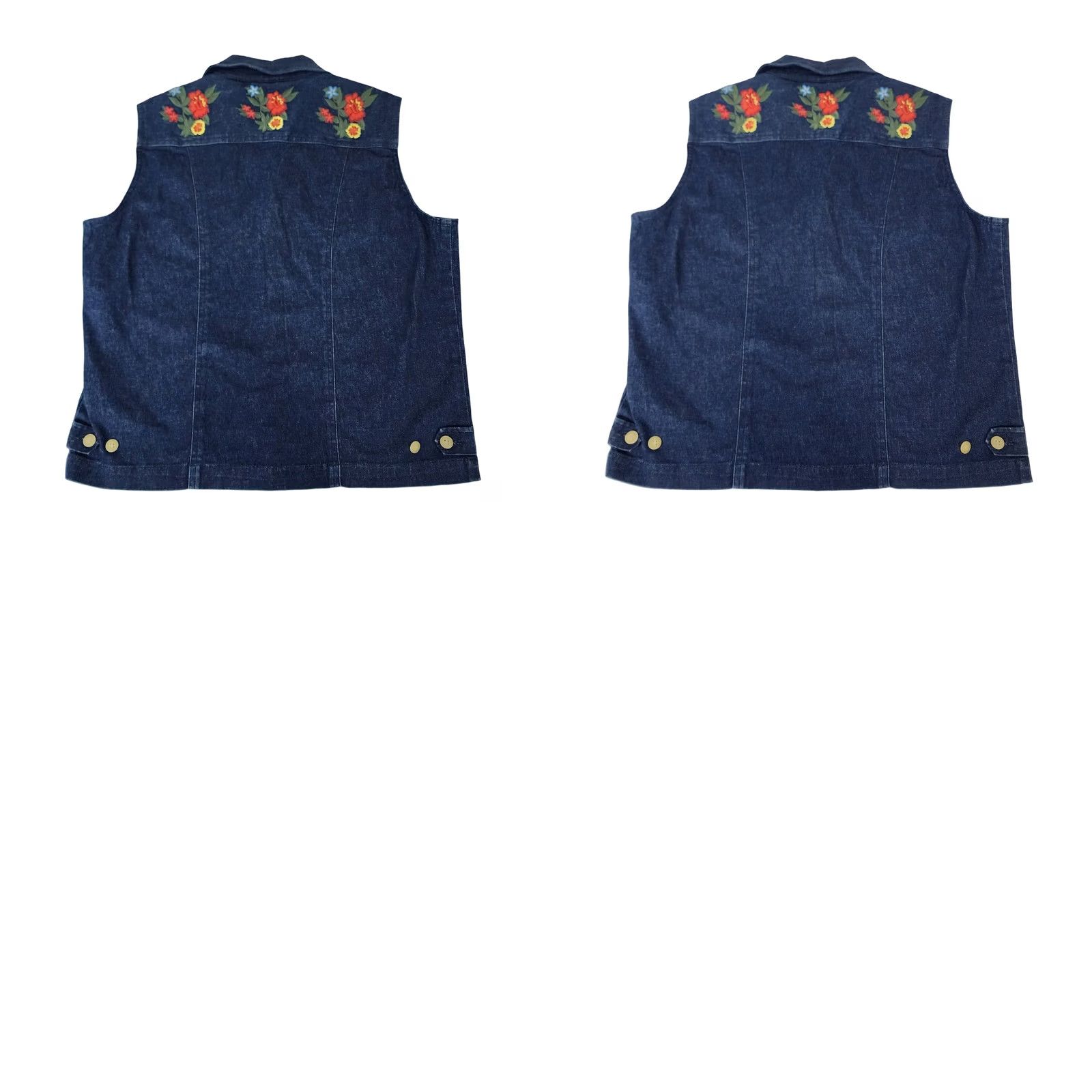 Denime VINTAGE Cervelle Denim Vest Womens Floral Embroidered Button Medium L Blue 90s Size L / US 10 / IT 46 - 8 Thumbnail