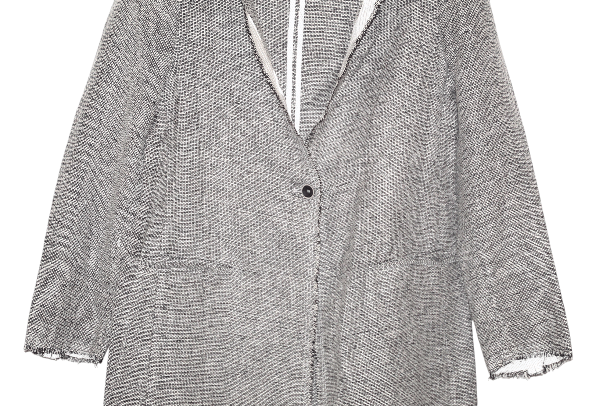Barbara I Gongini Diega raw cut unlined woven linen blend coat Size L / US 10 / IT 46 - 3 Thumbnail