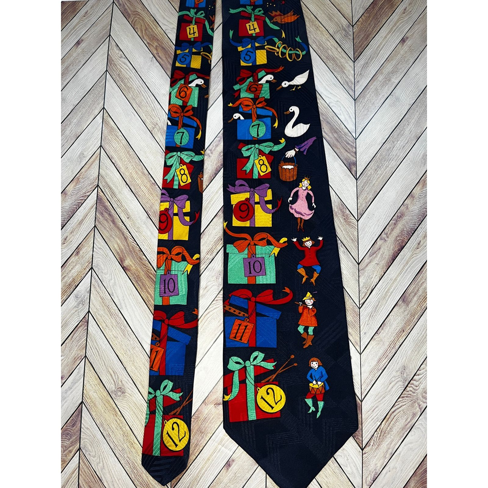Other Vintage Jones for Men The 12 Days of Christmas Neck Tie Navy Size ONE SIZE - 2 Thumbnail