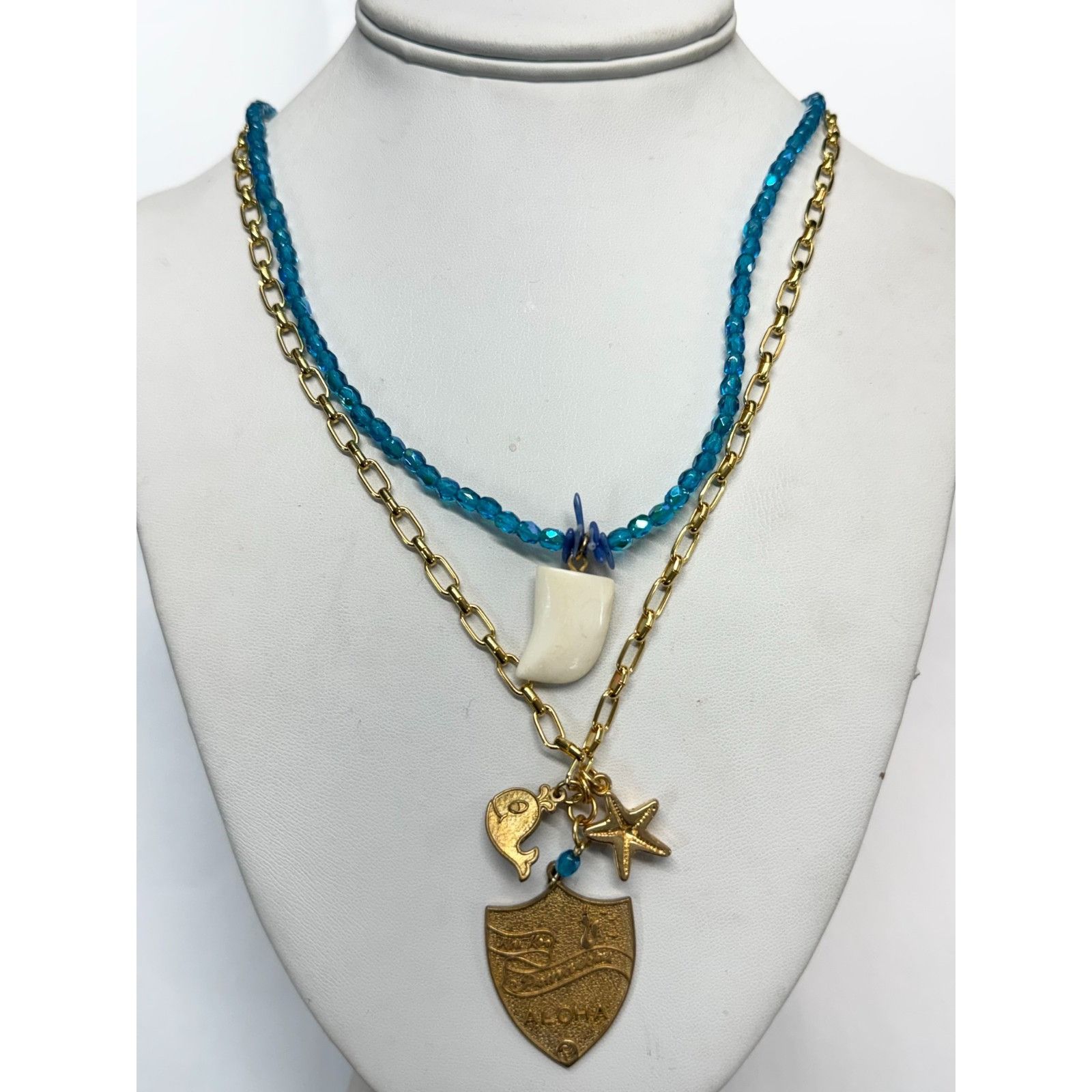 Vintage Vintage aloha blue bead multi strand necklace Size ONE SIZE - 2 Thumbnail