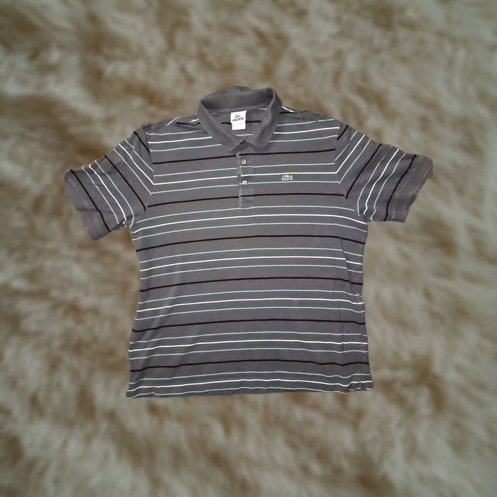 Lacoste LACOSTE Polo Shirt Mens Size 7 Gray Striped Short Sleeve Logo Regular Fit Casual Workwear Shirt Size US M / EU 48-50 / 2 - 1 Thumbnail