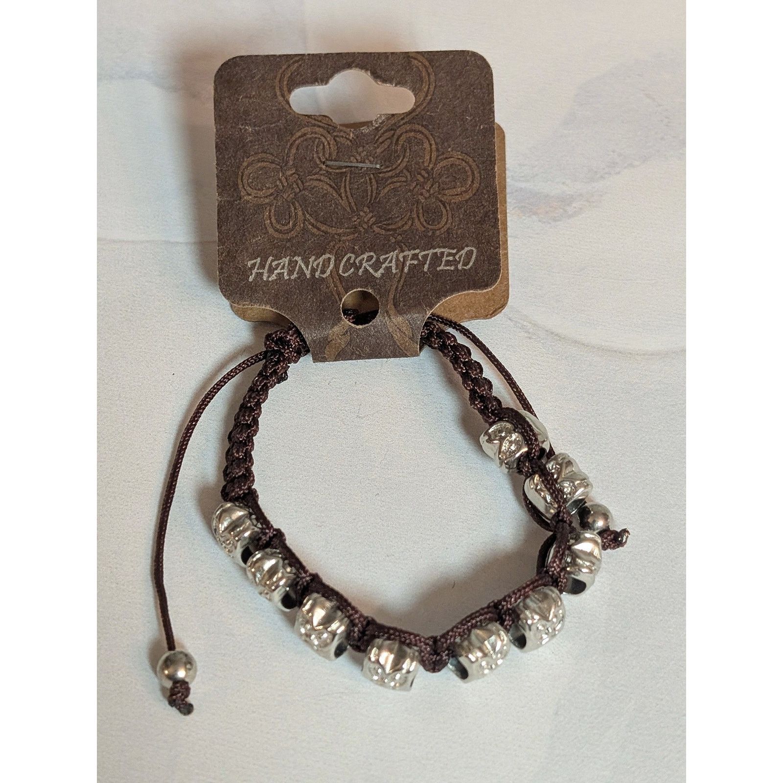 Vintage Fun VTG Mocha & Silver Owl Bead Paracord Adjustable Bracelet Size ONE SIZE - 5 Thumbnail