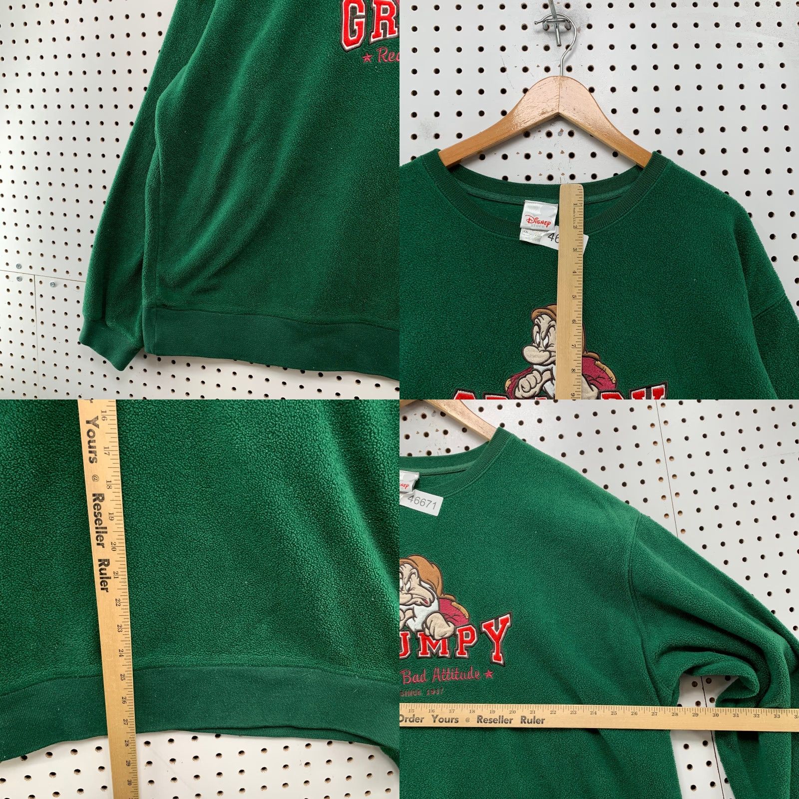 Disney VINTAGE Disney Grumpy Sweatshirt Mens 2XL Green Real Bad Attitude Fleece Size US XXL / EU 58 / 5 - 8 Thumbnail