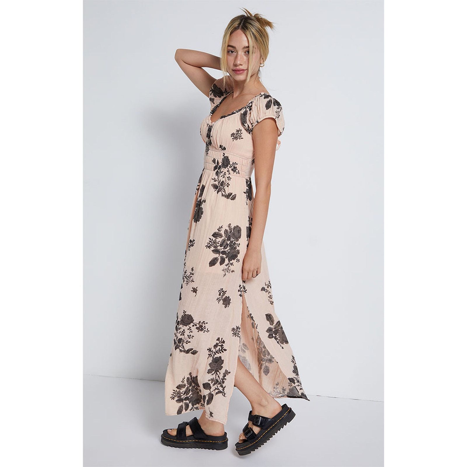 New Free People Forget Me Not Midi Dress $128 SMALL Peach