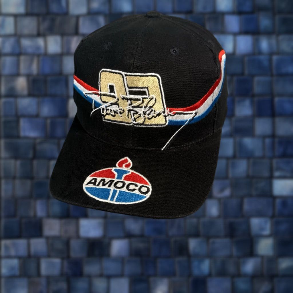 GAS VINTAGE Amoco Dave Blaney Snapback Hat Black NASCAR Trucker Racing Oil Gas Hat Mens One Size Cotton Tonkin Snap Back 90s 80s USA Farm Theme Size ONE SIZE - 1 Thumbnail