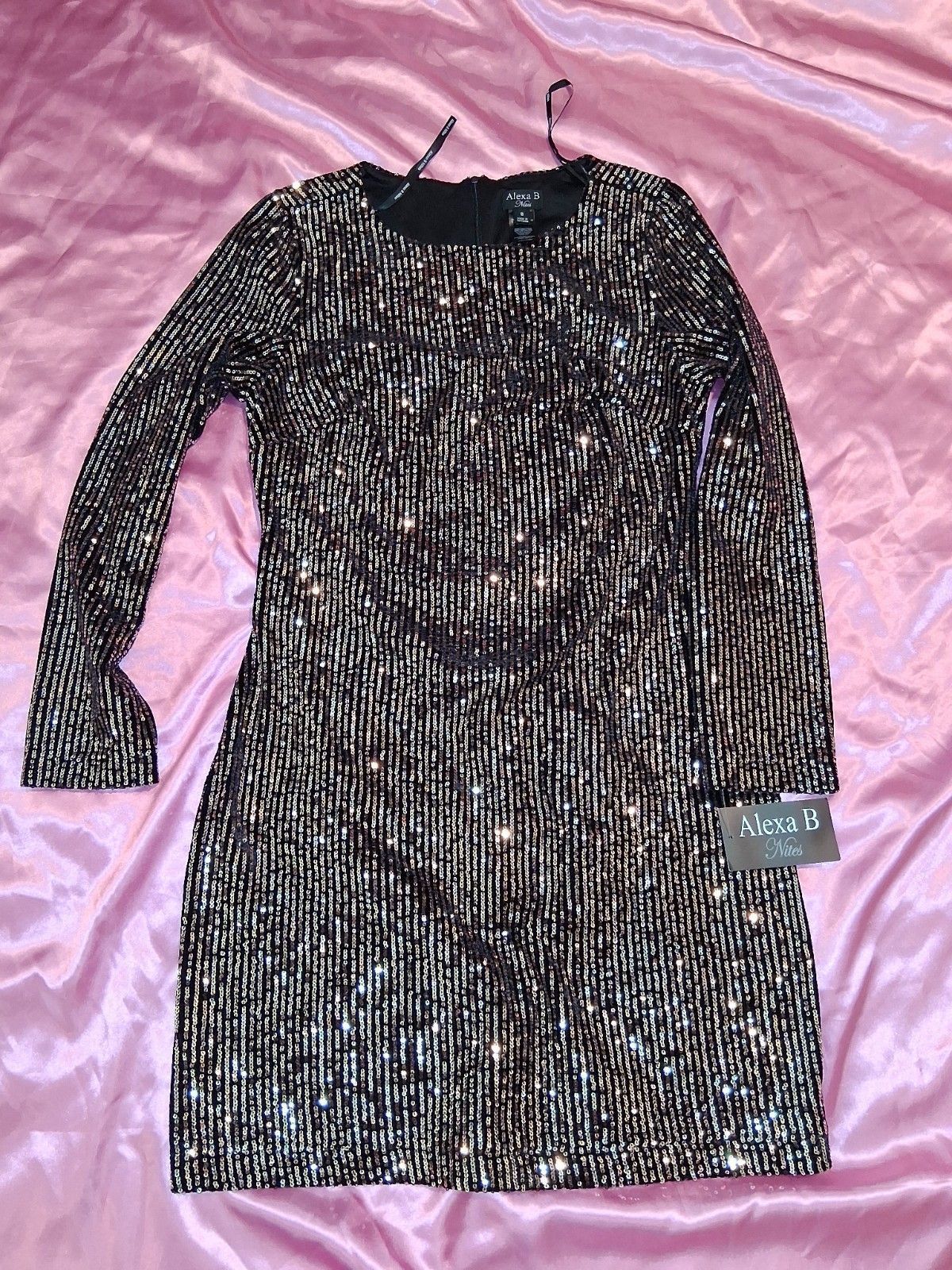 Other Alexa B Gold And Black Sequin Long-sleeved Dress Size 8 Size M / US 6-8 / IT 42-44 - 1 Thumbnail