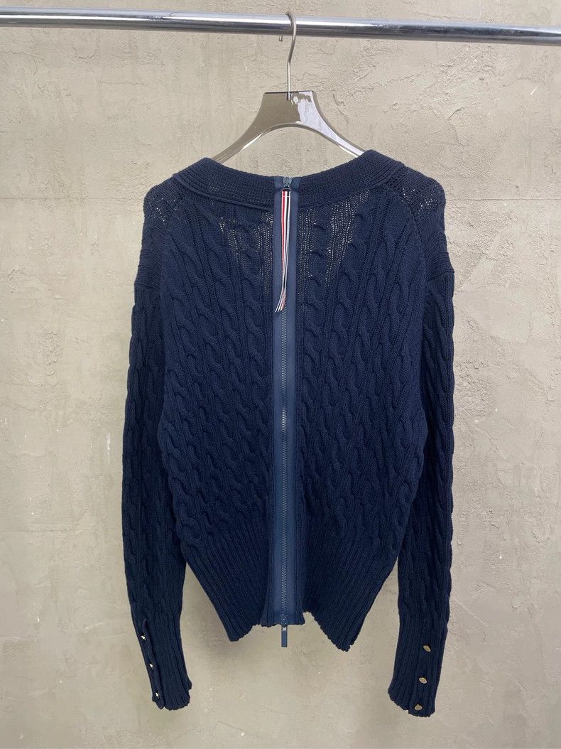 Thom Browne Thom browne Navy blue back zipper gold buckle knitted jacke Size US S / EU 44-46 / 1 - 2 Thumbnail