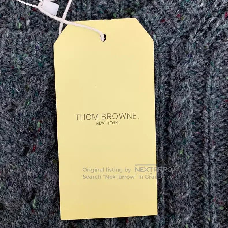 Thom Browne Thom Browne Blue-gray classic four-striped wool sweater wi Size US XXL / EU 58 / 5 - 8 Thumbnail