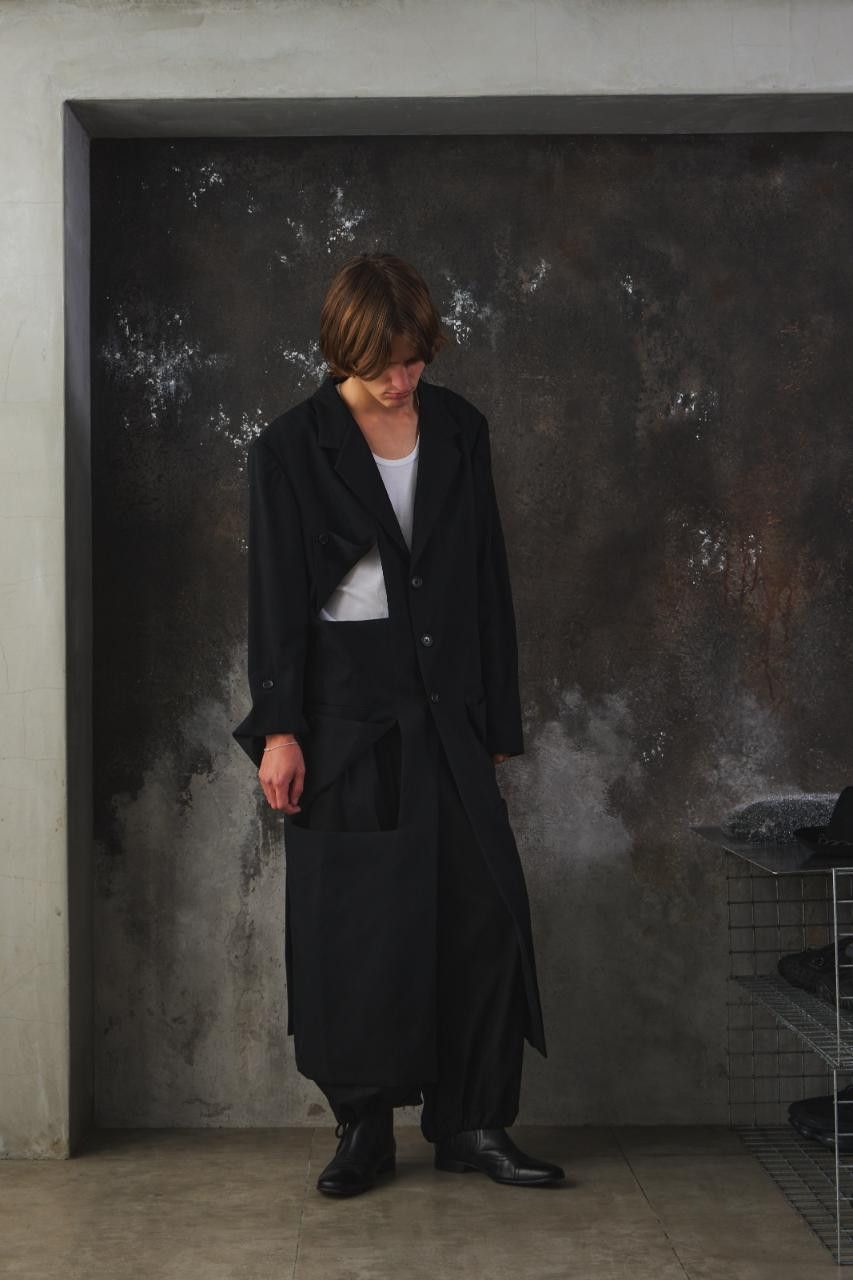 Yohji Yamamoto Yohji Yamamoto Wool Gabardine Diagonal Button Long Jacket Size US L / EU 52-54 / 3 - 5 Thumbnail