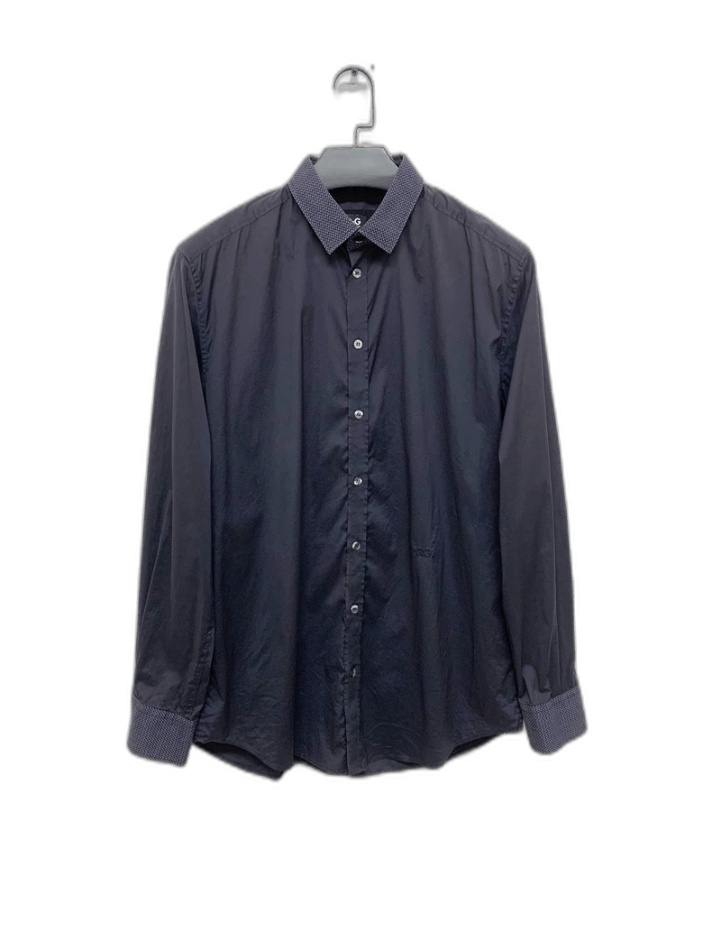 Dolce & Gabbana Dark Blue Button-Up Shirt with Patterns Size US L / EU 52-54 / 3 - 1 Thumbnail