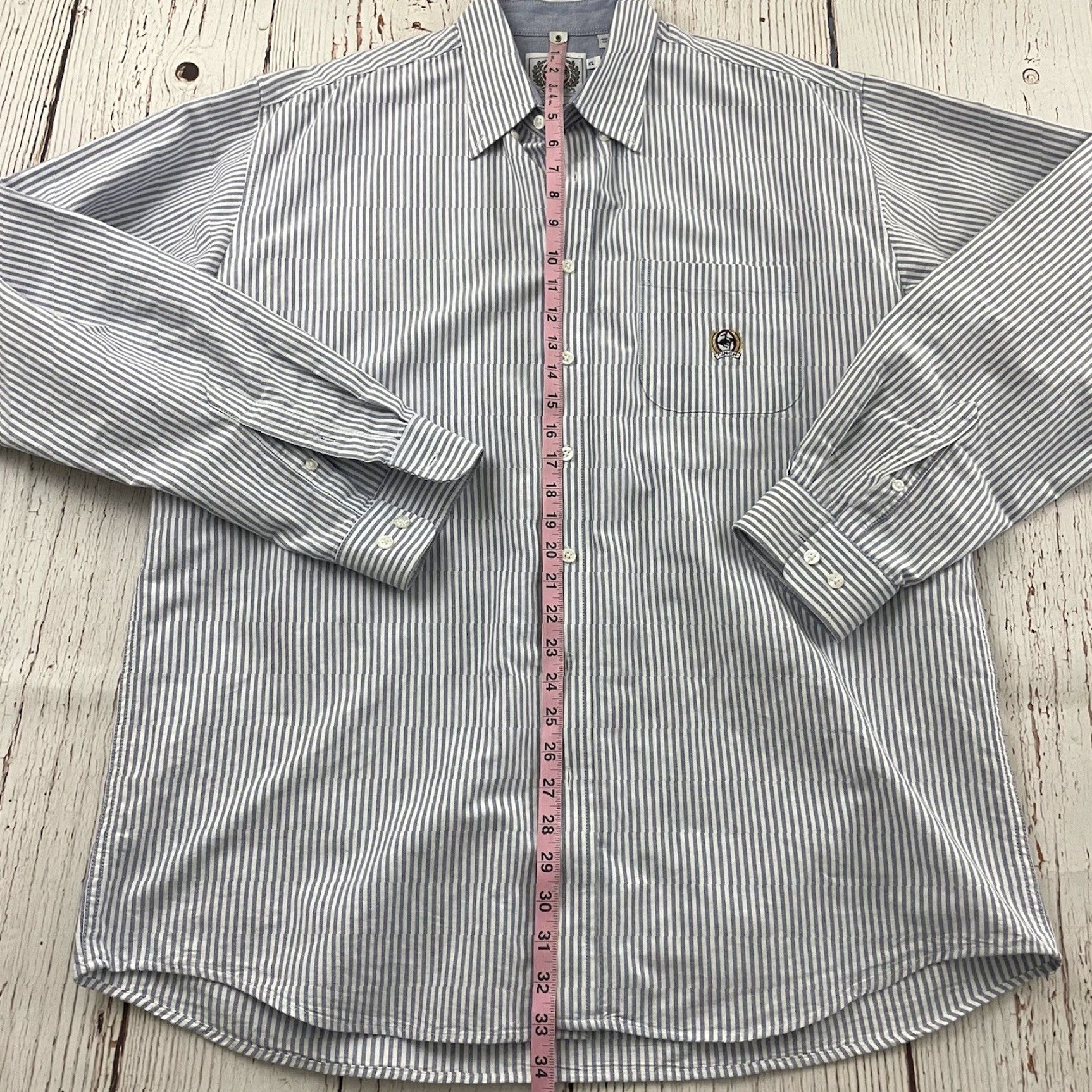 Vintage Cinch Striped Long Sleeve 100% Cotton Button Front Shirt XL Blue White Mens Shirt Size US XL / EU 56 / 4 - 4 Thumbnail