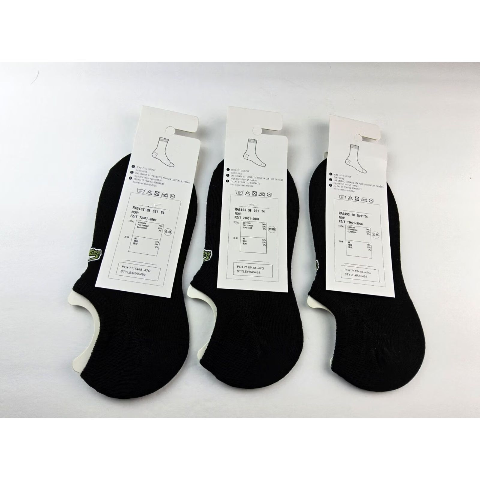 Lacoste Lacoste No Show Socks Athletic Unisex Adults One Size 3 Pairs Multicolor Lightweight Bag/Pack Size ONE SIZE - 2 Thumbnail