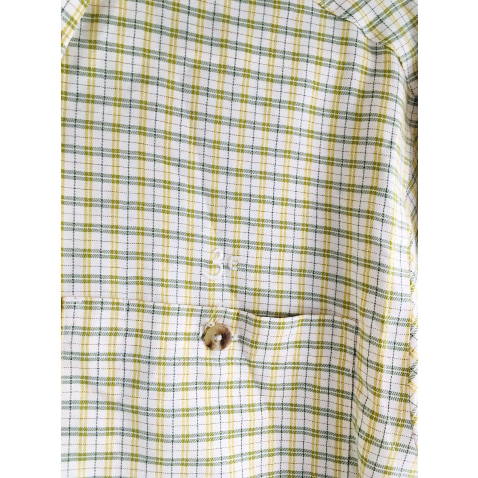 Vintage Three Forks Shirt Men Button-Down Long Sleeve Plaid Nanotex Fabric Yellow Small Size US S / EU 44-46 / 1 - 5 Thumbnail