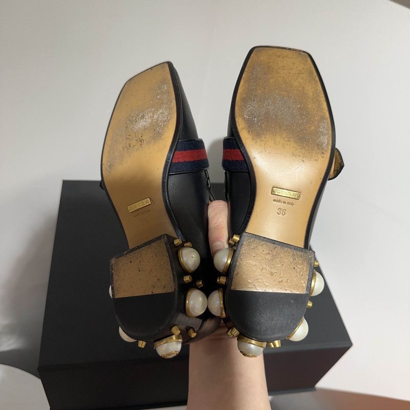 Gucci Gucci Black Double G Pearl Mary Jane Shoes - Size US 6.5 / EU 39-40 - 4 Thumbnail