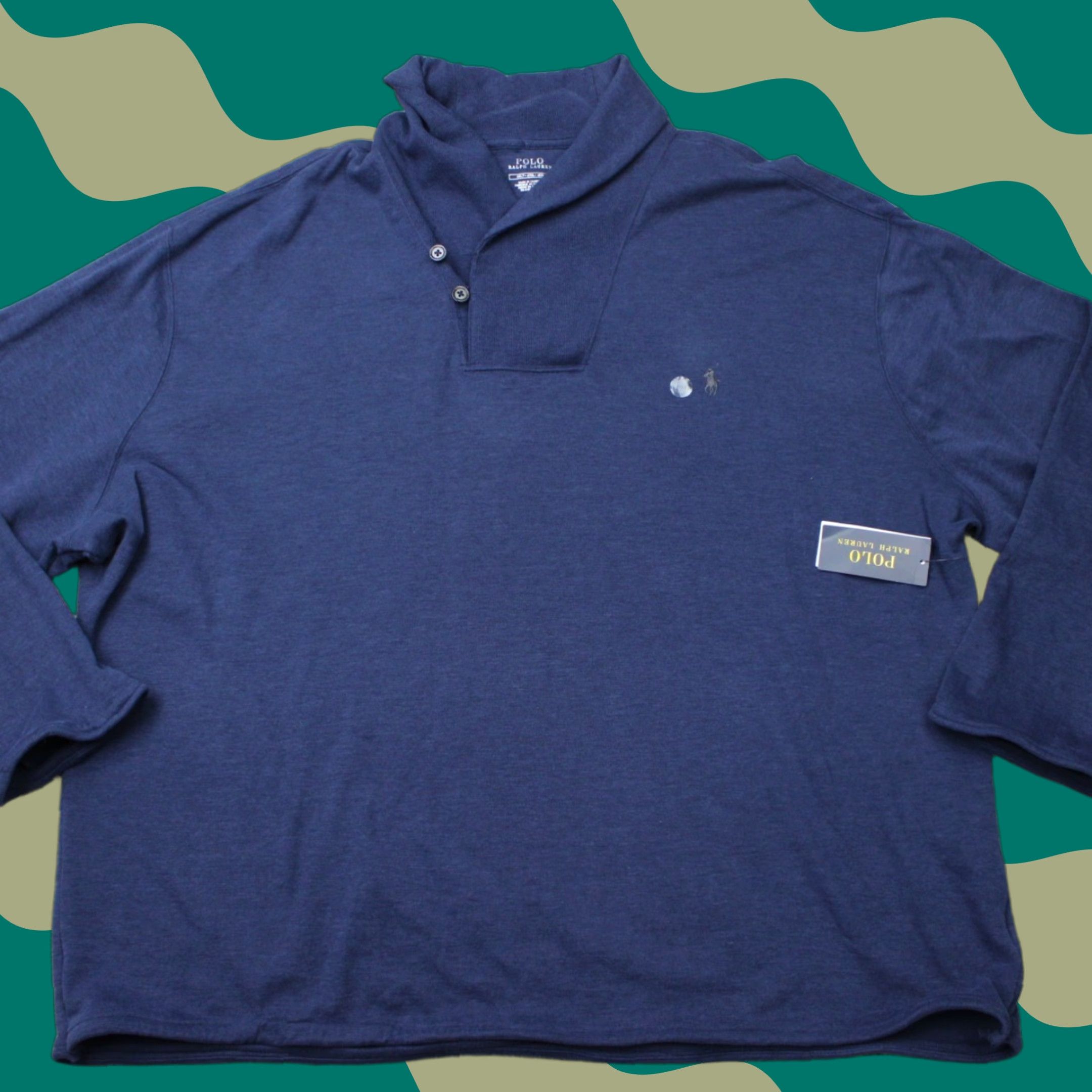 Polo Ralph Lauren Polo Ralph Lauren Sweatshirt Pullover Knit Big & Tall 4XLT Blue Mens S/L Casual Workwear Pattern Solid Logo Mock Neck Pullover Size US XXL / EU 58 / 5 - 1 Thumbnail