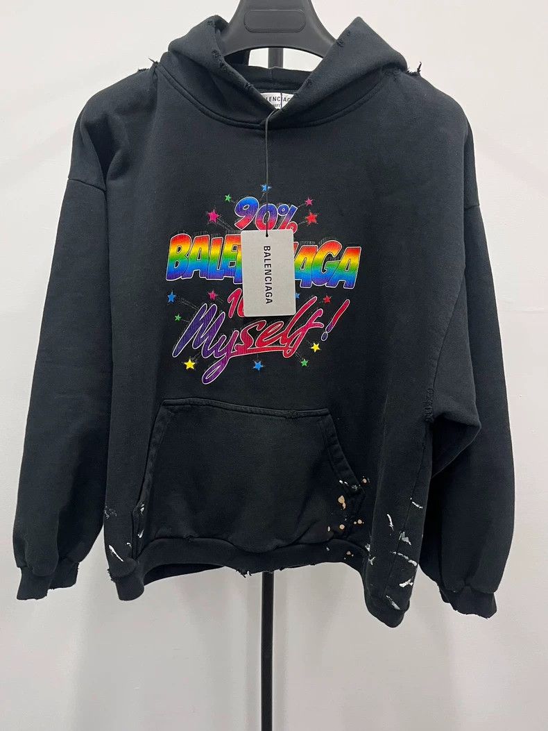 Balenciaga Balenciaga Ink-splashing logo to make old sweatshirt 2503-N Size US XS / EU 42 / 0 - 1 Thumbnail