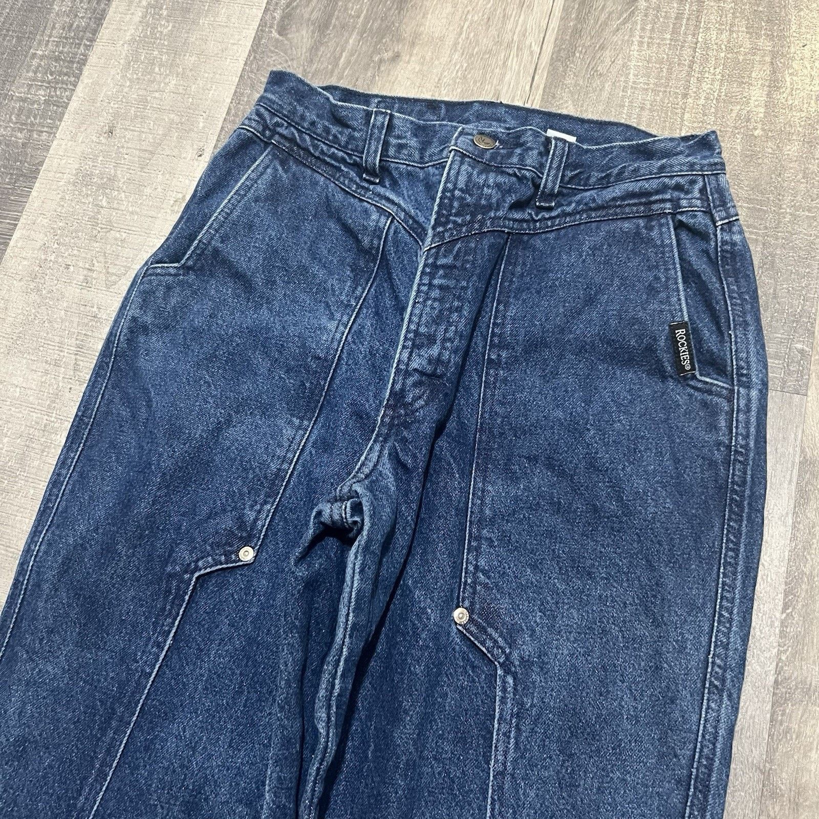 Vintage VTG Rocky Mountain Jeans Double Knee Western Bareback 29" Size 29" - 3 Thumbnail
