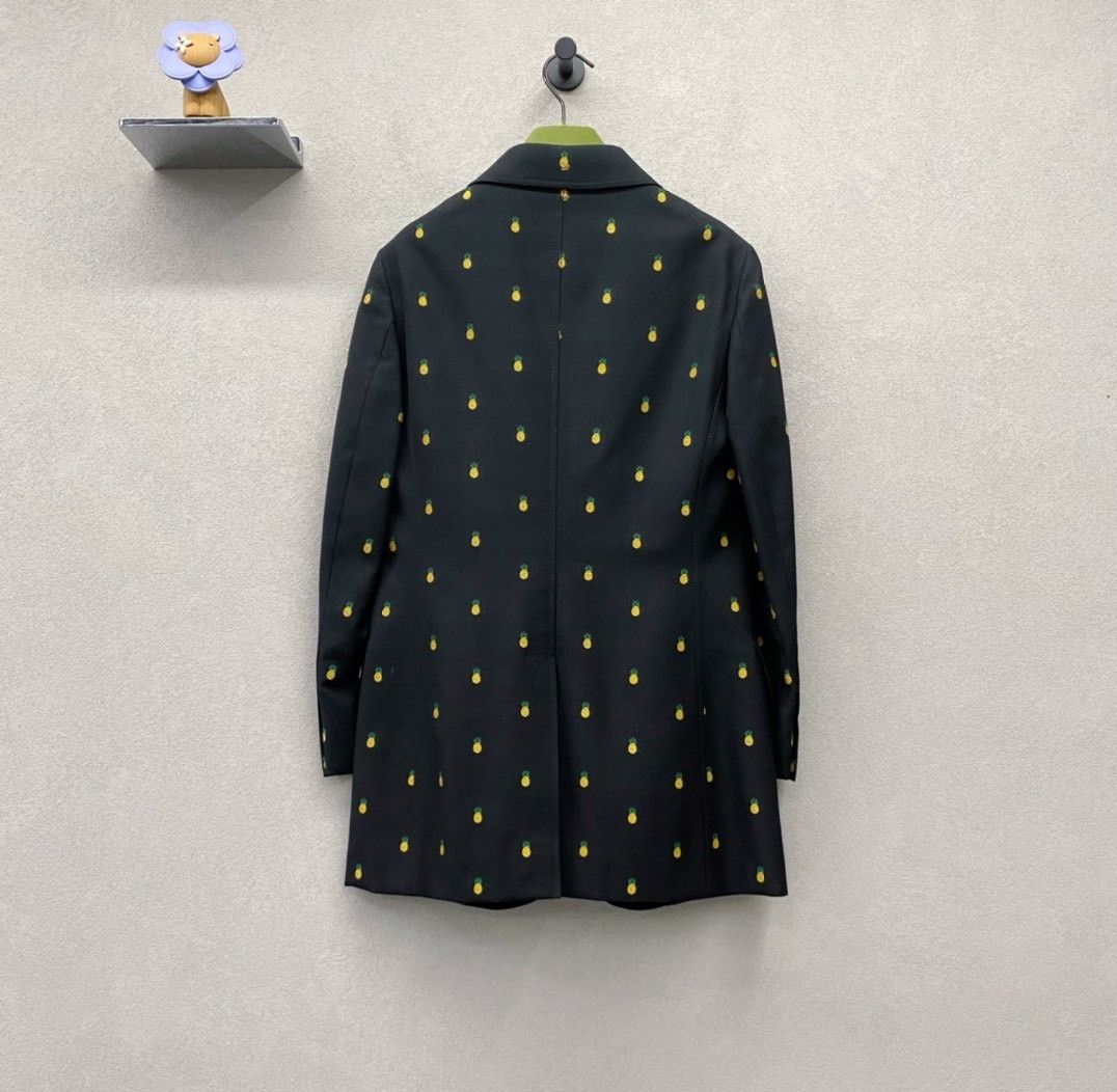 Gucci Gucci Size 38 Black pineapple printed suit jacket 2501-Next Size US XXS / EU 40 - 2 Thumbnail