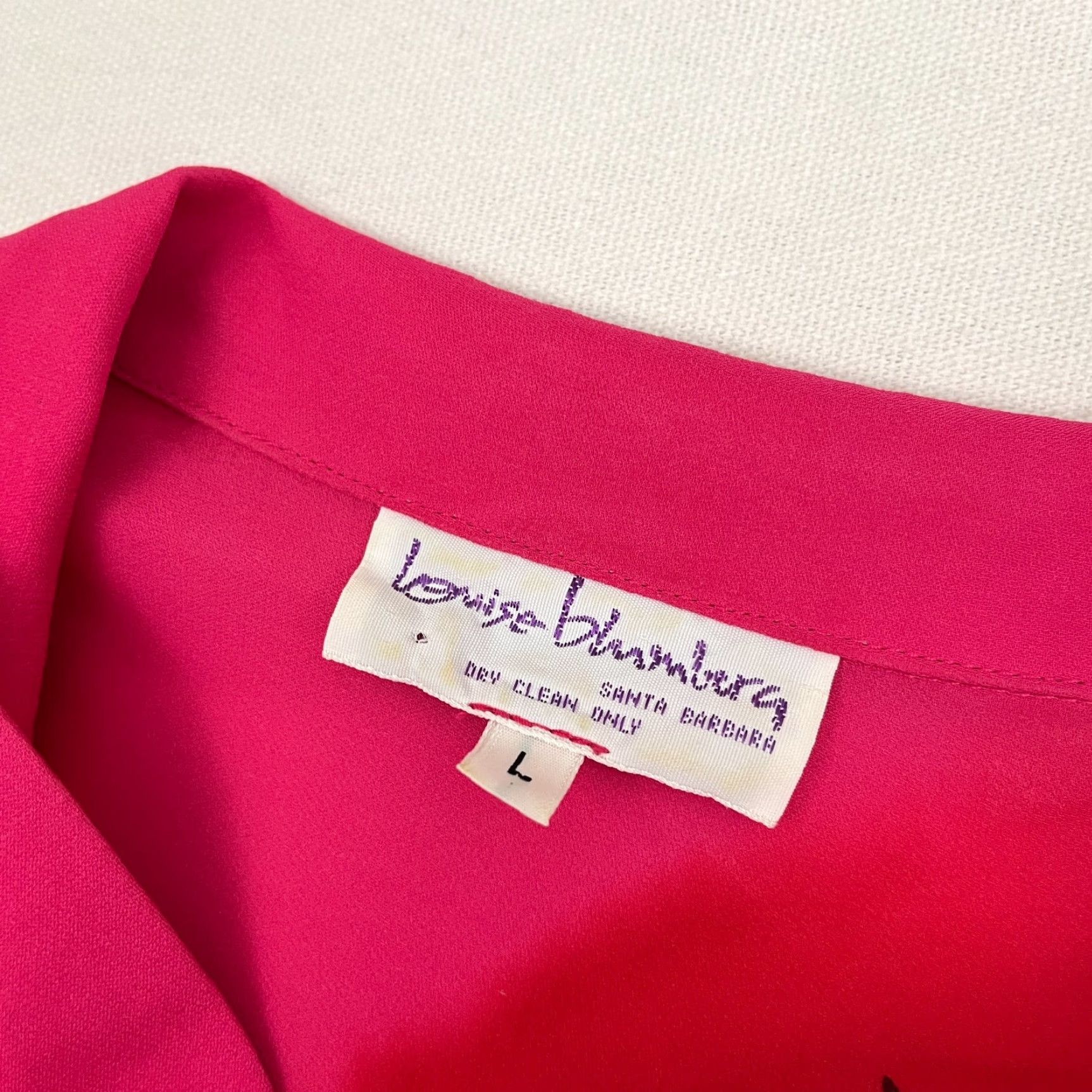 Pinko VINTAGE Louise Blumberg Santa Barbara Blouse Womens L Abstract Art Wear Silk Retro Pink Size L / US 10 / IT 46 - 2 Thumbnail