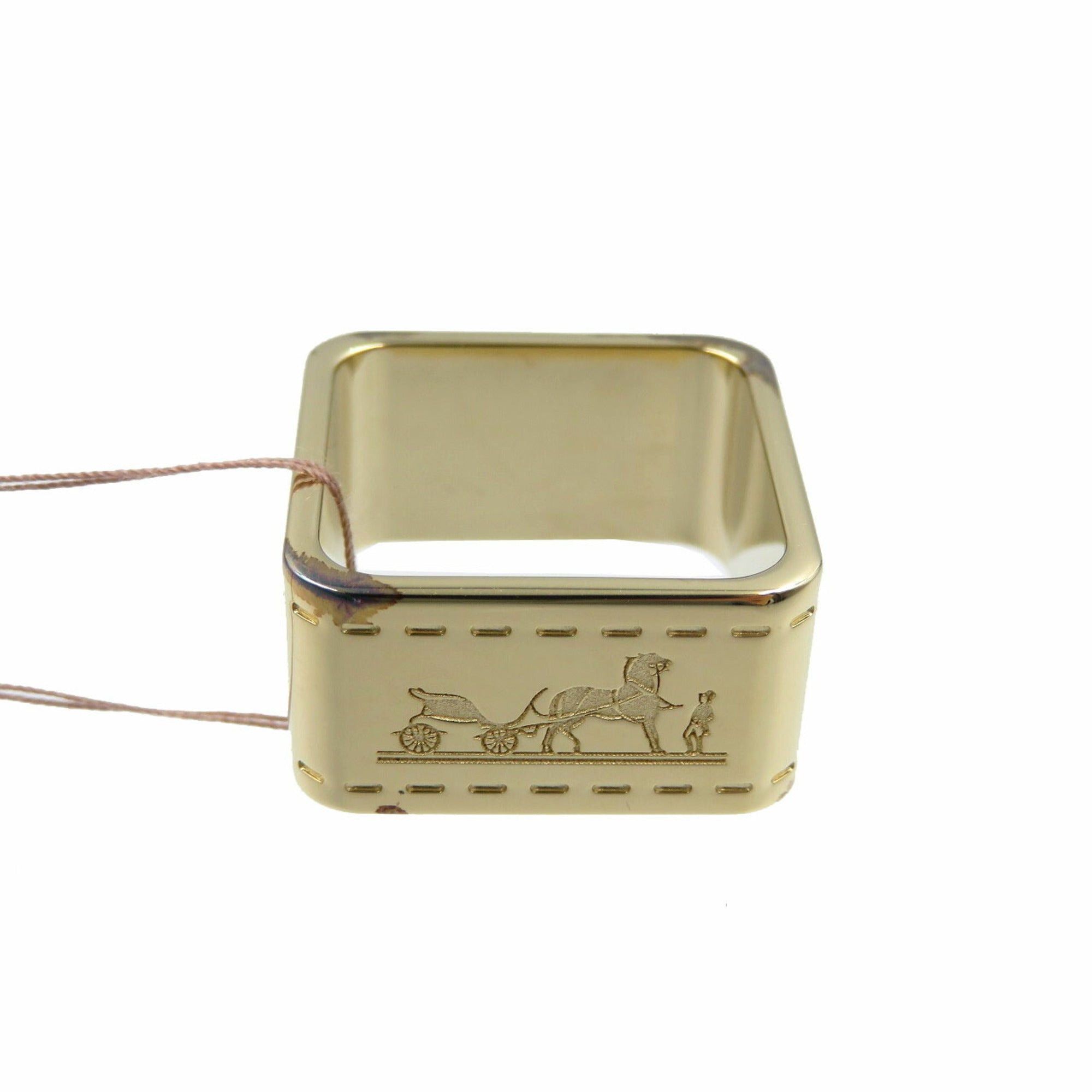 image of Hermes Bolduc Metal Gold Scarf Ring in Black, Women's