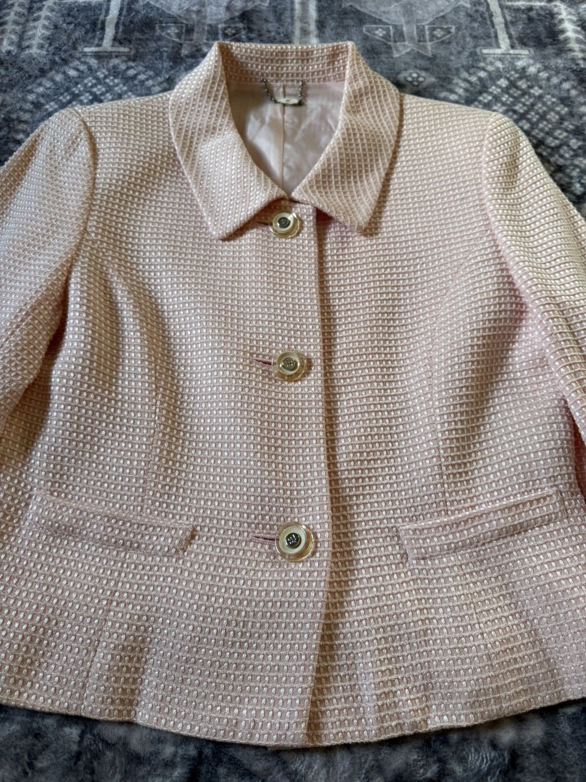Courreges Vintage Couregges Pastel Pink Cropped Tweed Blazer Jacket Size M / US 6-8 / IT 42-44 - 7 Thumbnail