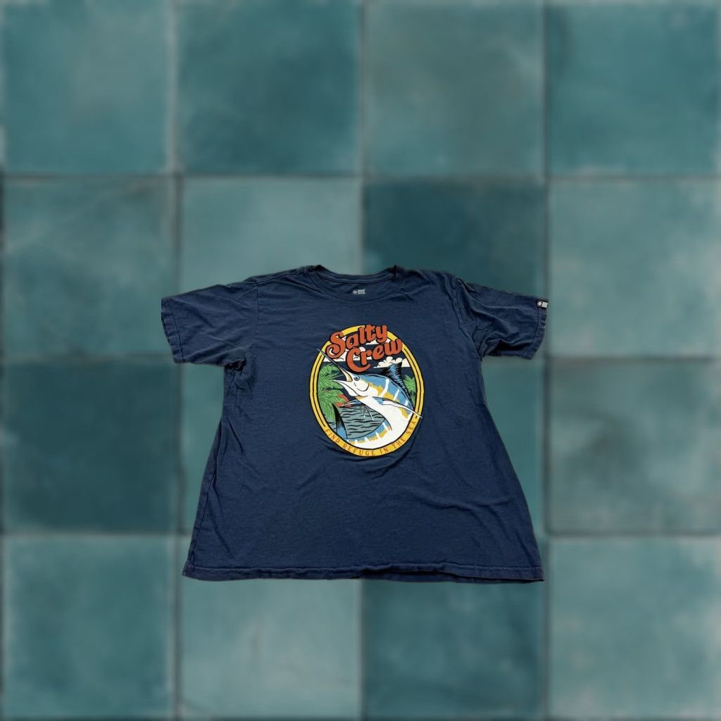 Vintage VINTAGE? No, but not vintage. Salty Crew Shirt Mens Large Blue Find Refuge In The Sea Marlin Fish Graphic Tee Size US L / EU 52-54 / 3 - 1 Thumbnail