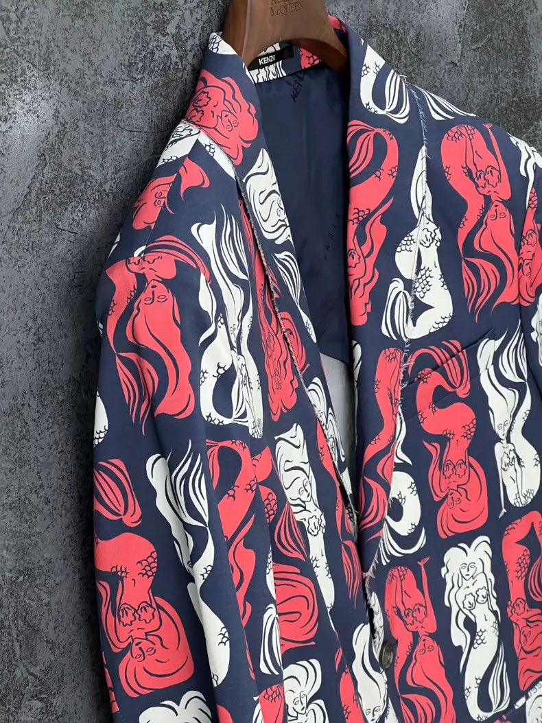 Kenzo KENZO Mermaid print suit made of 52% wool and 48% cotton Size 46L - 6 Thumbnail