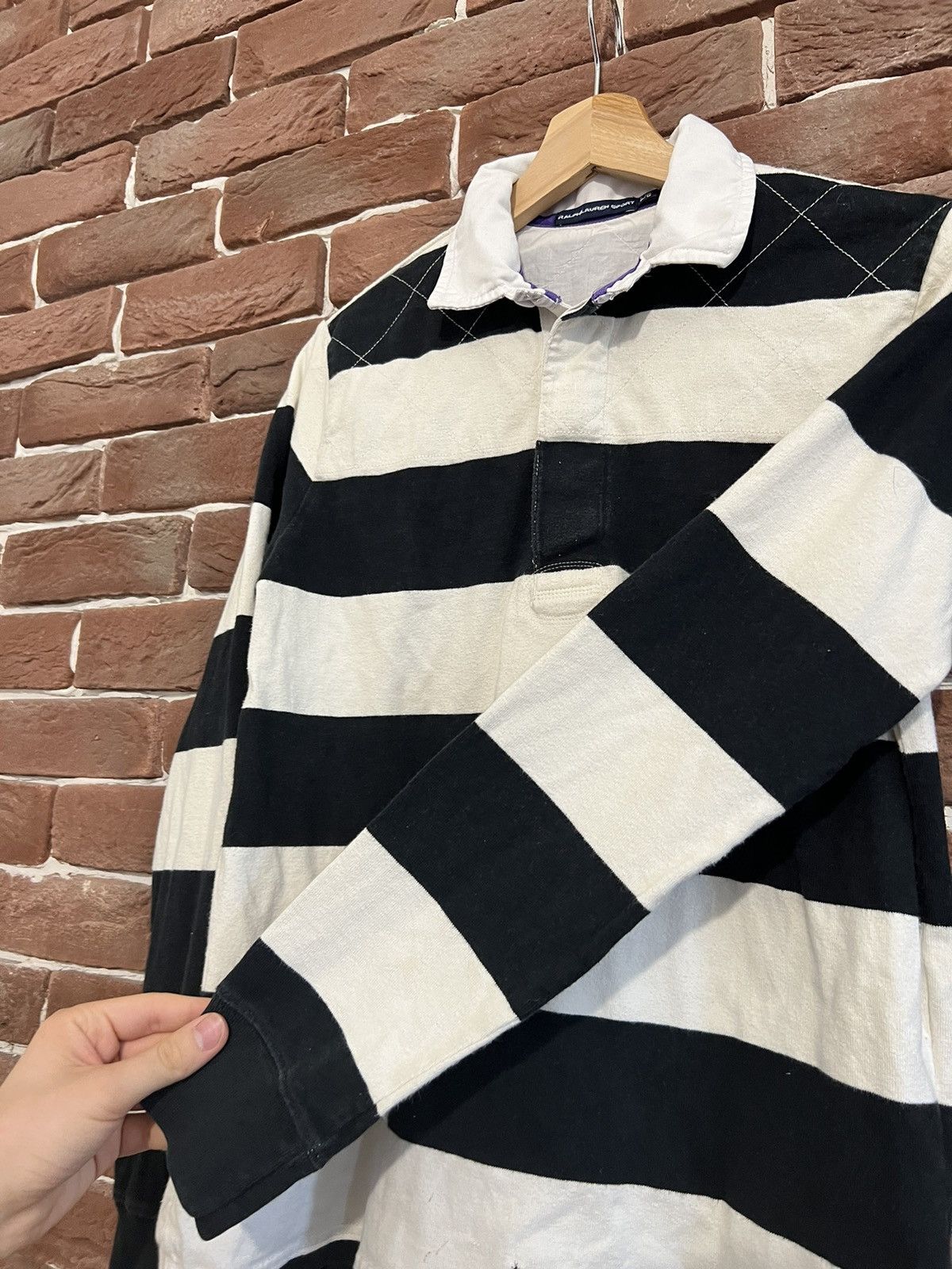 Polo Ralph Lauren × Ralph Lauren × Vintage Polo Ralph Lauren Vintage Rugby Longsleeve Striped Hype Rare Size M / US 6-8 / IT 42-44 - 5 Thumbnail