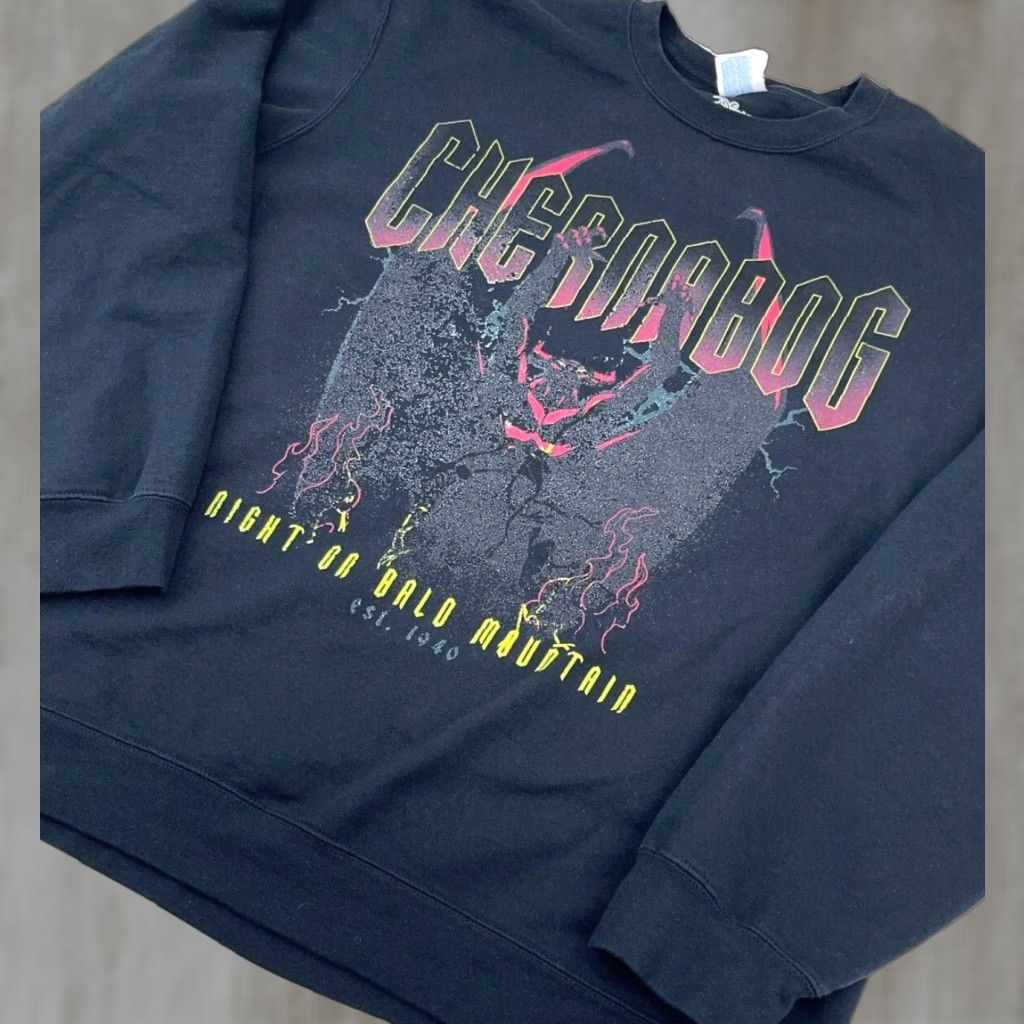 Disney Disney Sweatshirt Men XL Black Crew Neck Graphic Print Logo 90s Retro Cartoon Fantasia Chernabog Fall Spring Winter All Seasons Pullover Regular Knit Size US XL / EU 56 / 4 - 1 Thumbnail