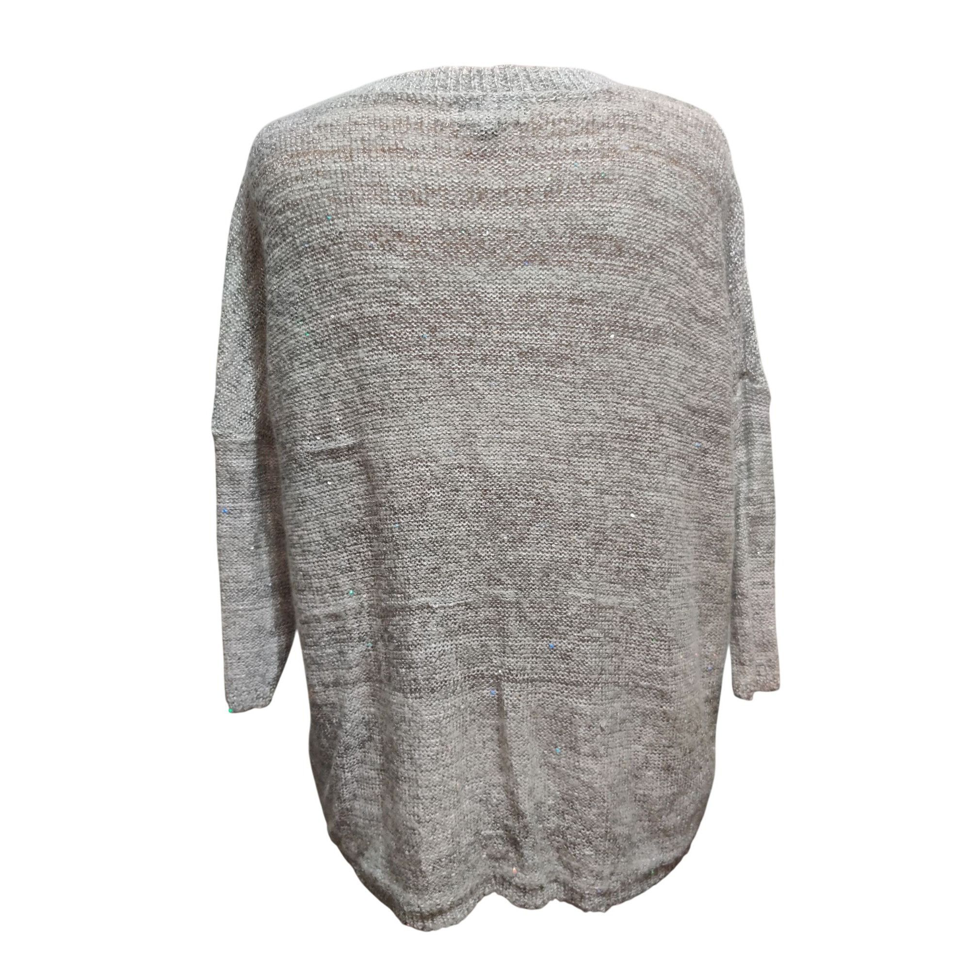 Other ANA XL Womens Sweater Silver Gray Knit Holographic Sequin Sc Size XL / US 12-14 / IT 48-50 - 4 Thumbnail