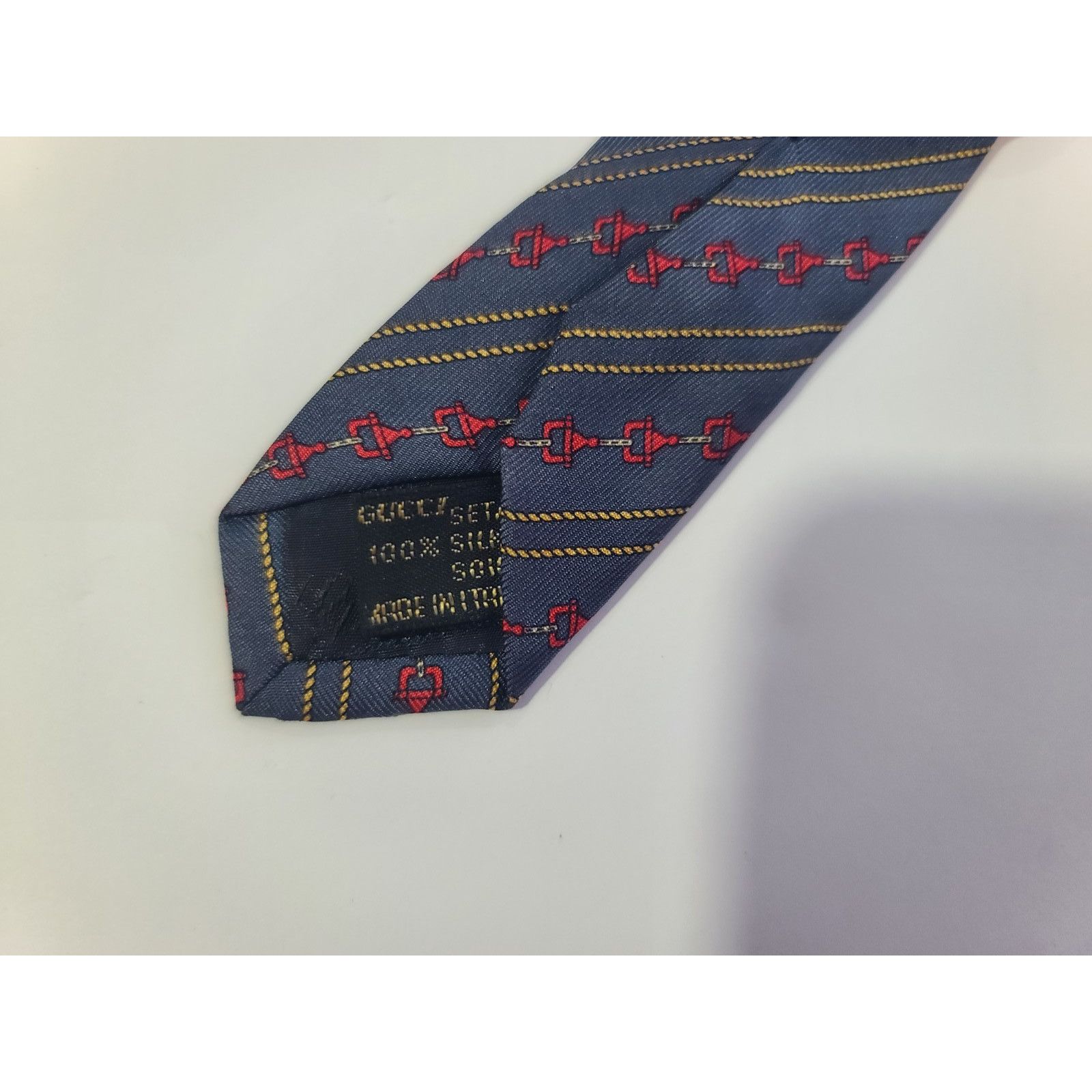 Gucci Vintage Gucci Mens Blue Chain Logo 100% Silk Mens Tie Size ONE SIZE - 6 Thumbnail