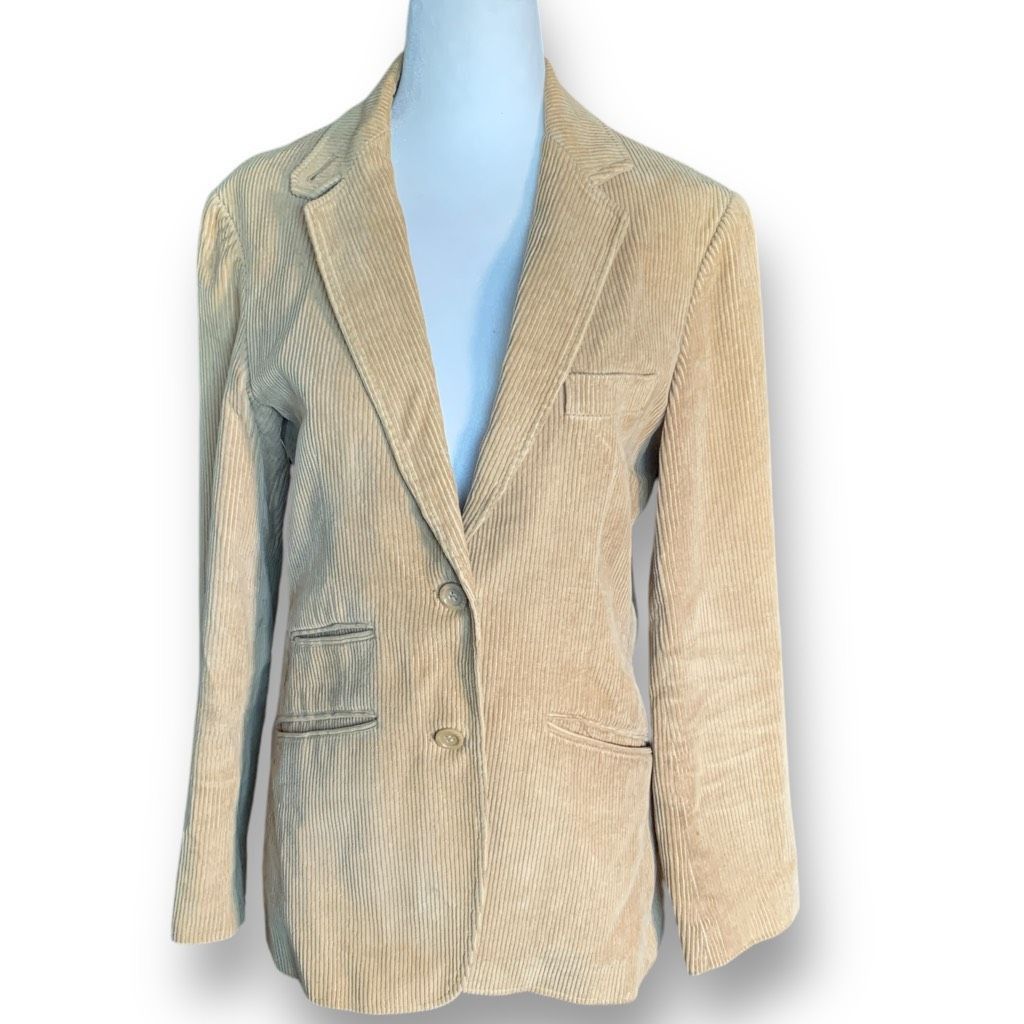 Vintage Vintage Nelson Hall Beige Tailored Corduroy Blazer Jacket Ac Size L / US 10 / IT 46 - 10 Thumbnail
