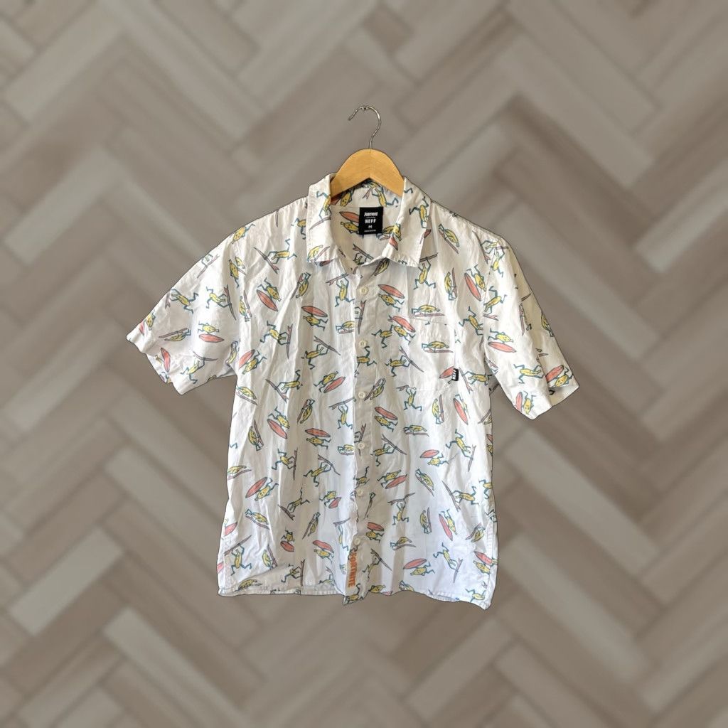 Vintage Fortnite x Neff Mens White Short Sleeve Button Up Banana Graphic Size M Size US 31 - 1 Thumbnail