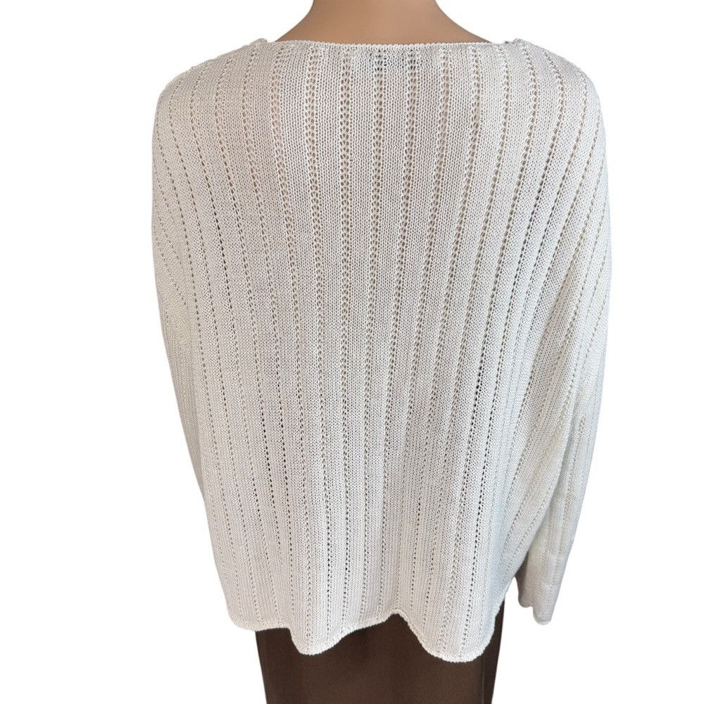 Zara Zara Linen Blend V-Neck Knit Ivory Sweater Size L Size L / US 10 / IT 46 - 4 Thumbnail