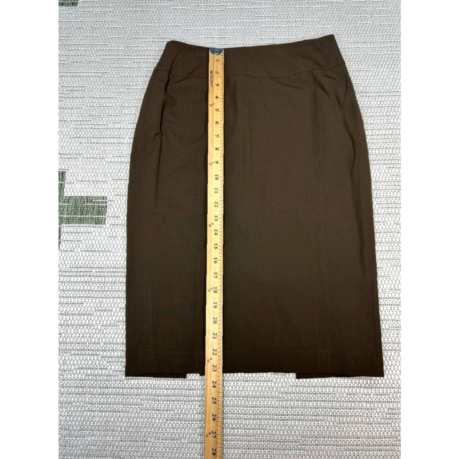 Vintage Lafayette 148 New York Pencil Skirt Womens 0 Brown Zip Back Slit Knee Length Straight & Pencil Mid Vintage No Size 25" / US 0 / IT 36 - 3 Thumbnail