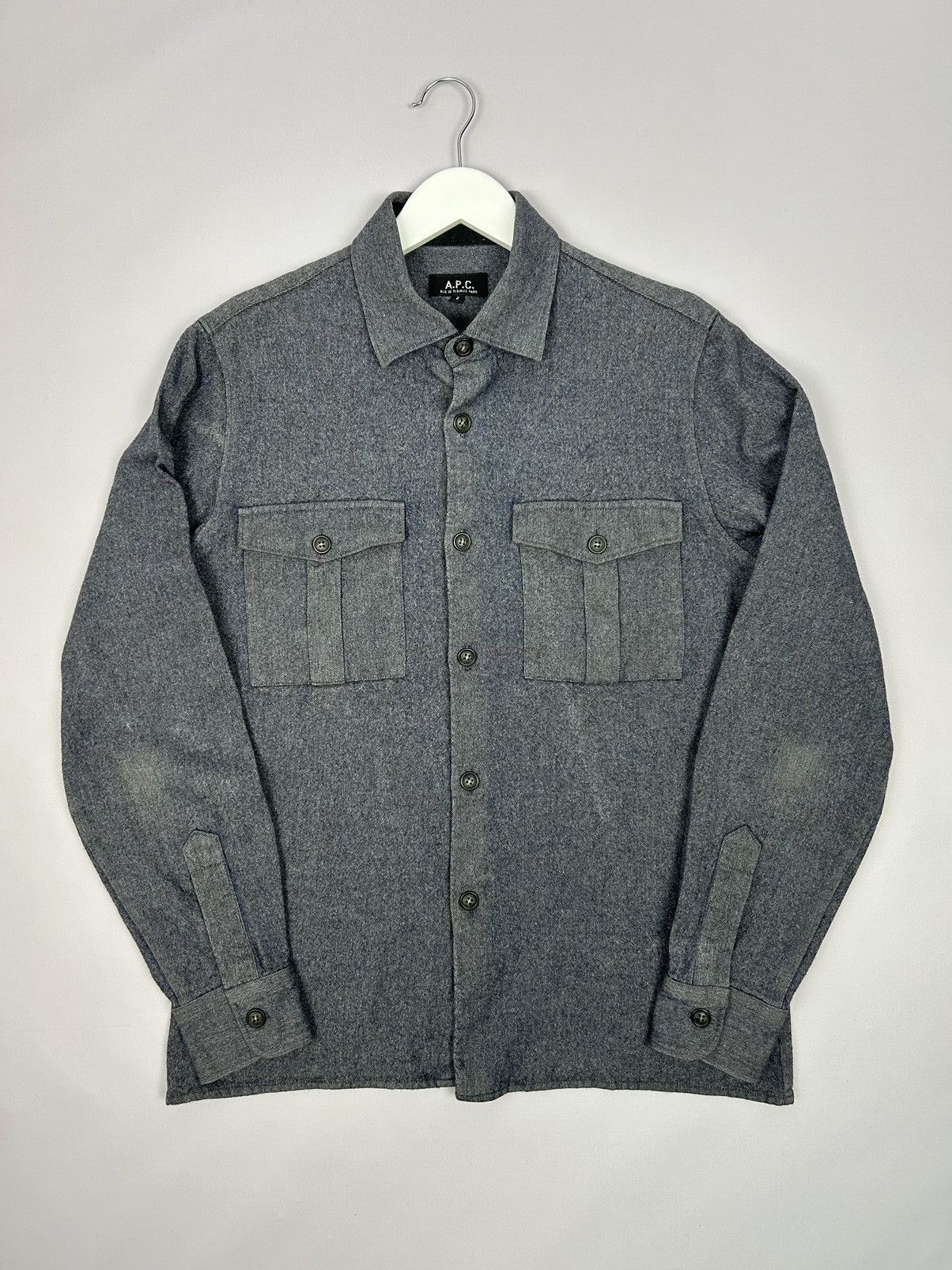 A.P.C. × Vintage A.P.C. Grey Structured Wool Cotton Shirt Size S Size US S / EU 44-46 / 1 - 1 Thumbnail