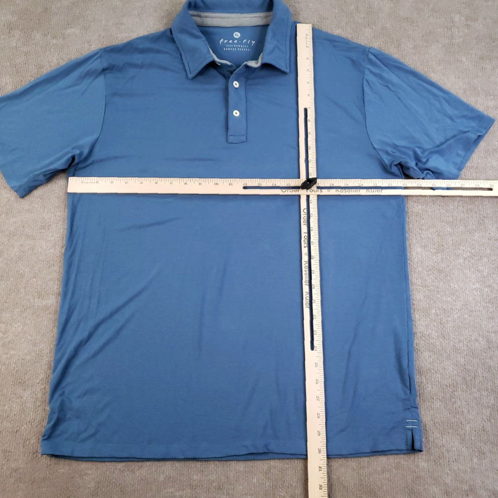 Vintage Free Fly Polo Shirt Mens XL Blue Golf Performance Stretch Lightweight Size US XL / EU 56 / 4 - 2 Thumbnail