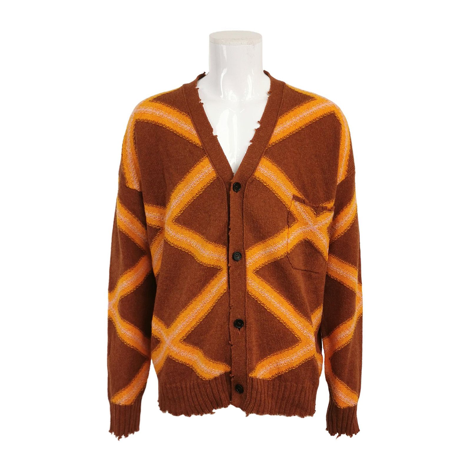 Marni Marni Distressed Geometric Wool Cardigan Size 52 Size US L / EU 52-54 / 3 - 1 Thumbnail