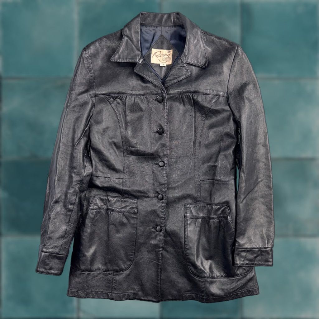 VINTAGE Blazer Jacket Women’s 10 Leather Black