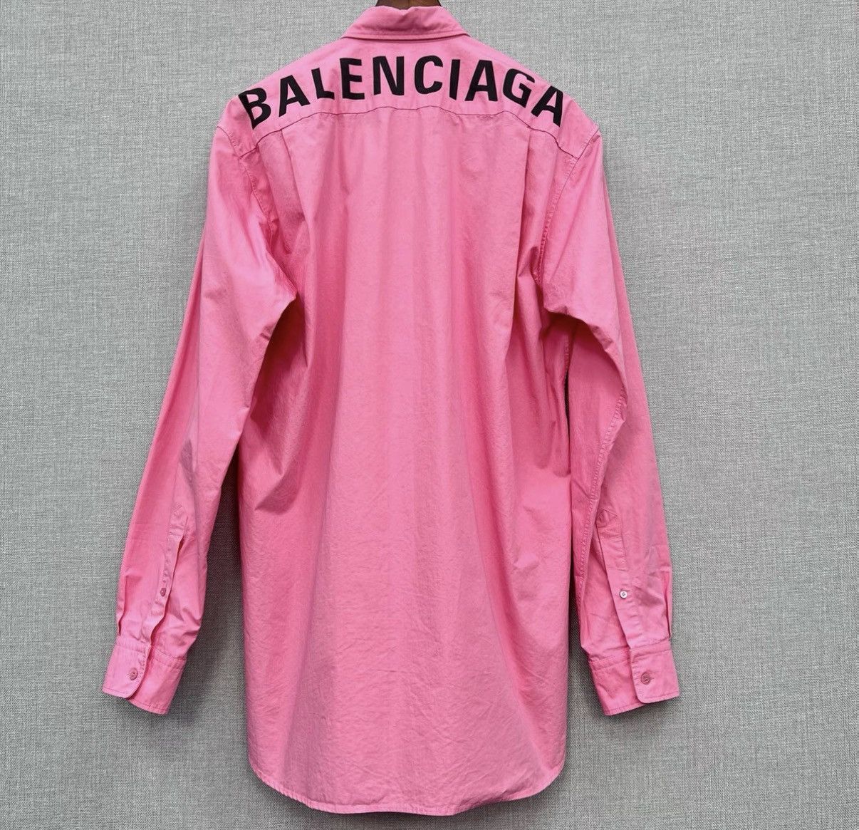 Balenciaga Balenciaga Pink Longline Letter Print Logo Shirt Size US XS / EU 42 / 0 - 2 Thumbnail