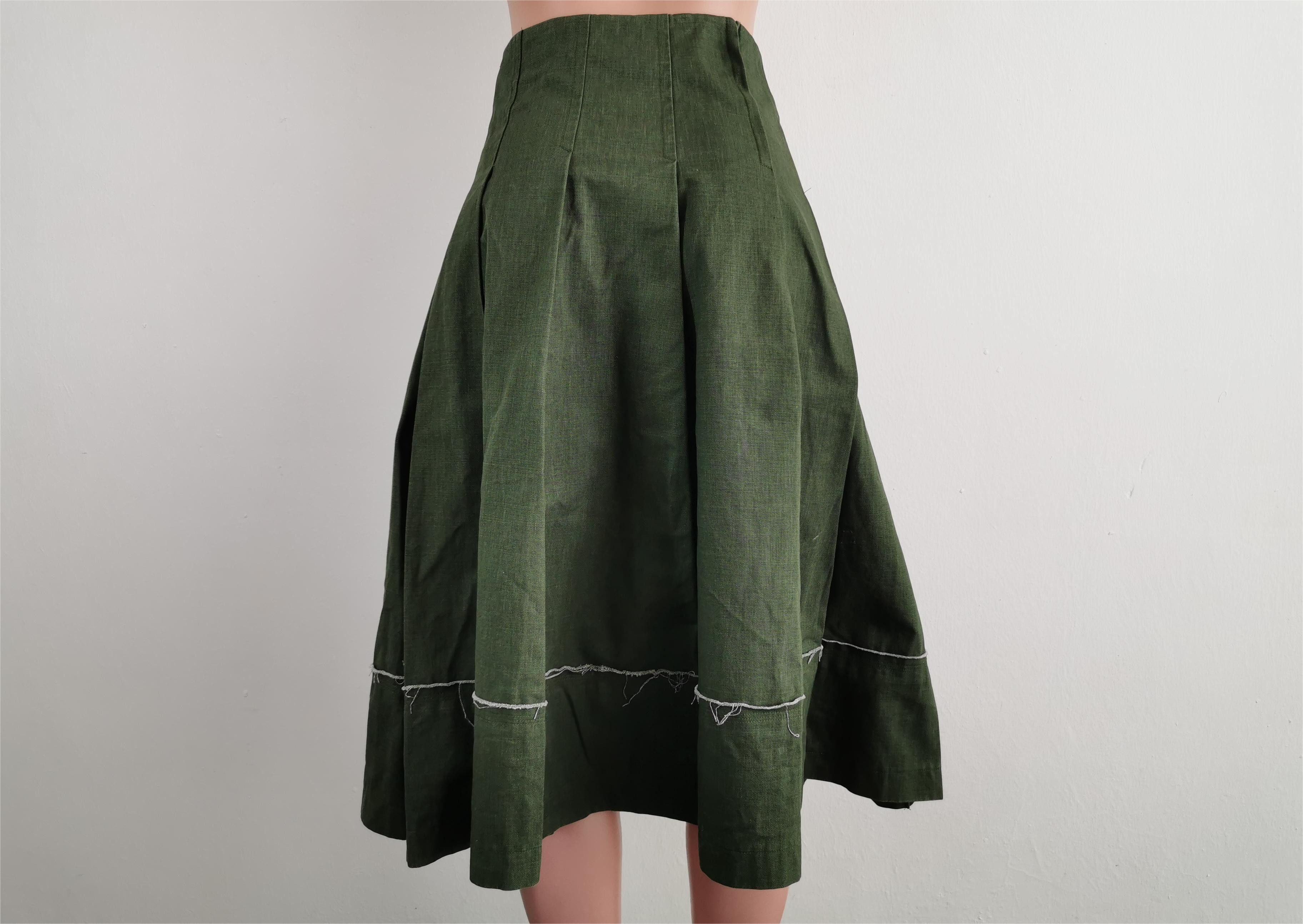 Comme des Garcons Vintage 90s Comme Des Garcons Bondage Green Denim Skirt Size 25" / US 0 / IT 36 - 4 Thumbnail