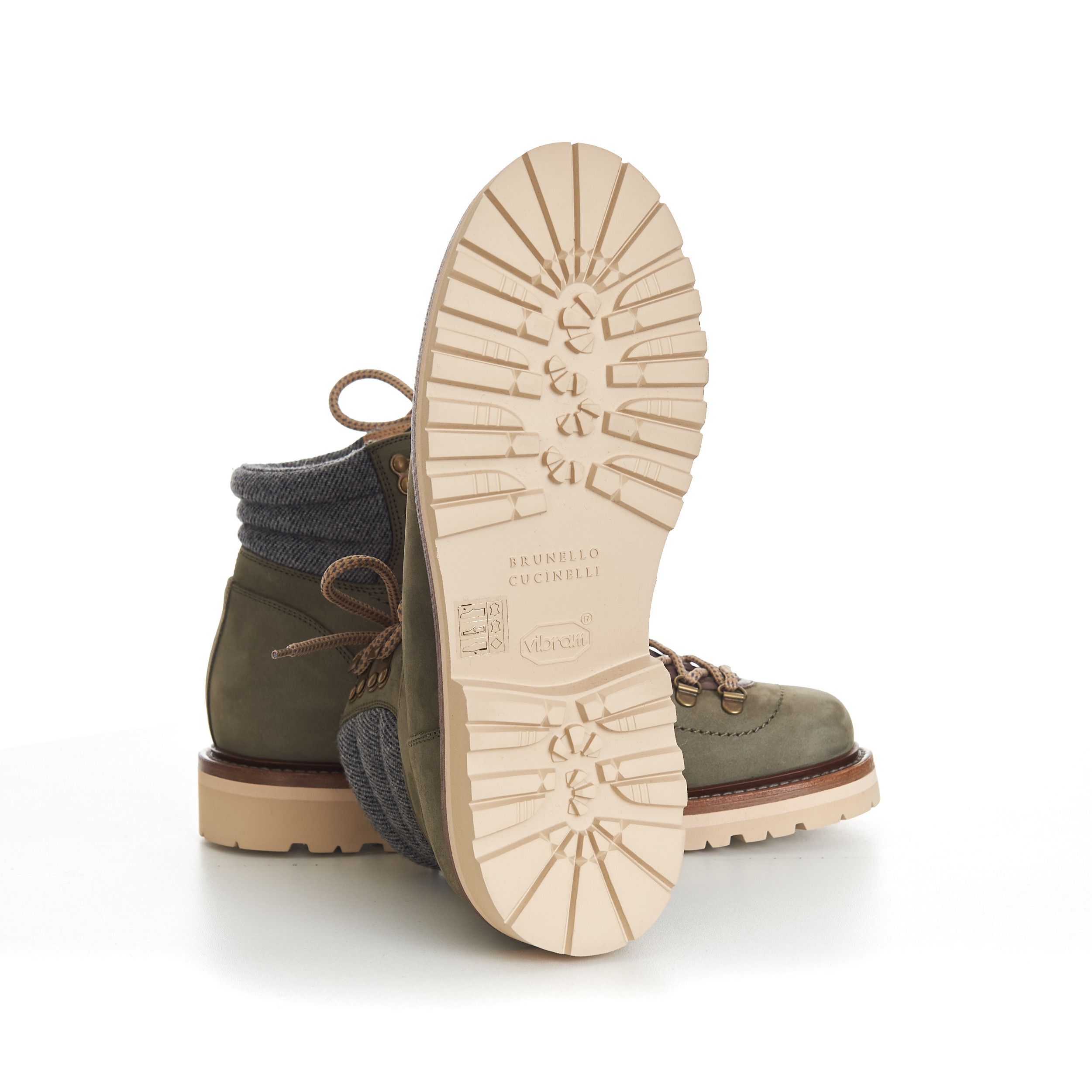 Brunello Cucinelli Nubuck Mountain-Style Boots With Wool Diagonal Insert Size US 7.5 / EU 40-41 - 10 Thumbnail