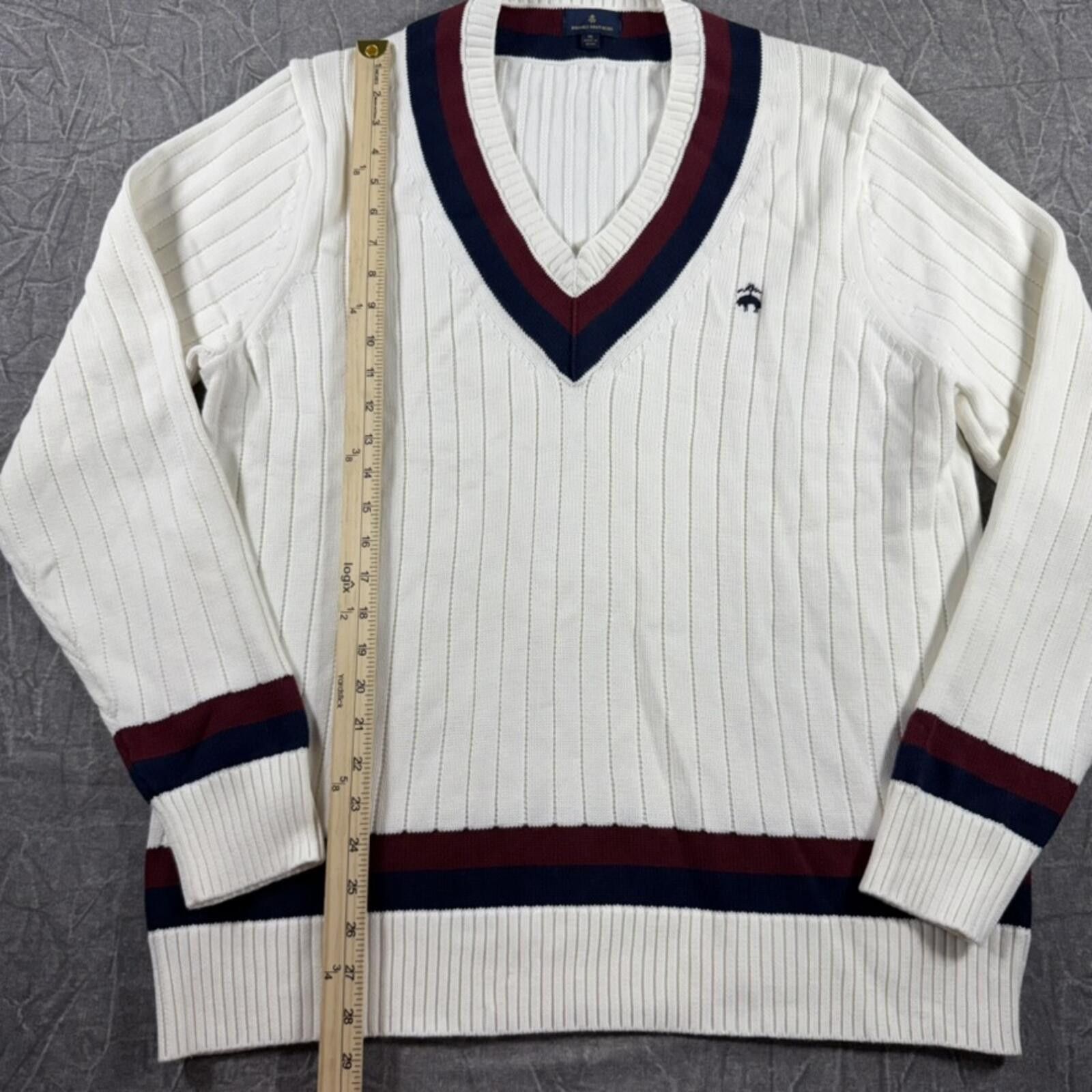 Brooks Brothers Brooks Brothers Sweater Men's XL White V-Neck Knit Cotton Size US XL / EU 56 / 4 - 3 Thumbnail