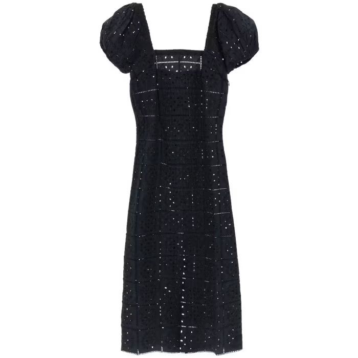 Image of Ganni O1S22I1N0524 Broderie Maxi Dress In Black, Women's (Size Small)