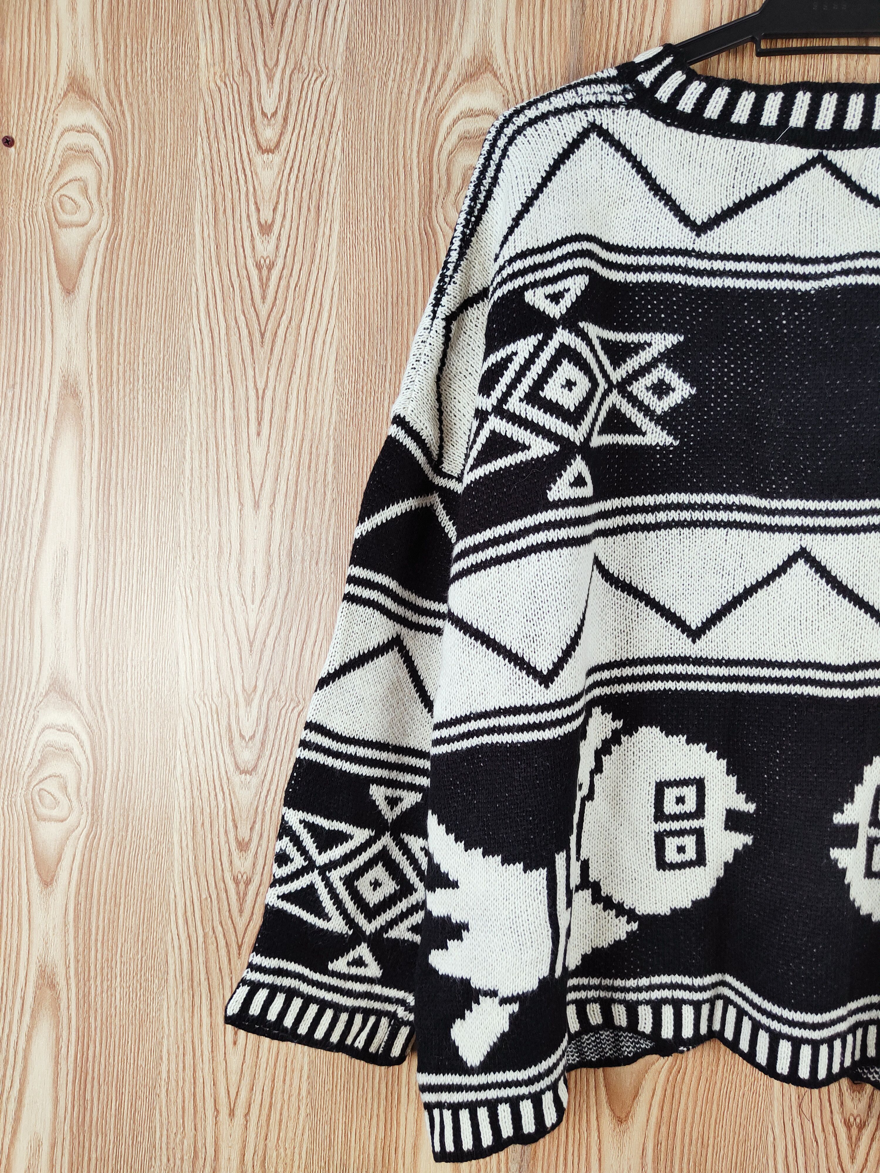 Japanese Brand Vintage Salon Black White Knitwear Cardigan #W130 Size US L / EU 52-54 / 3 - 8 Thumbnail