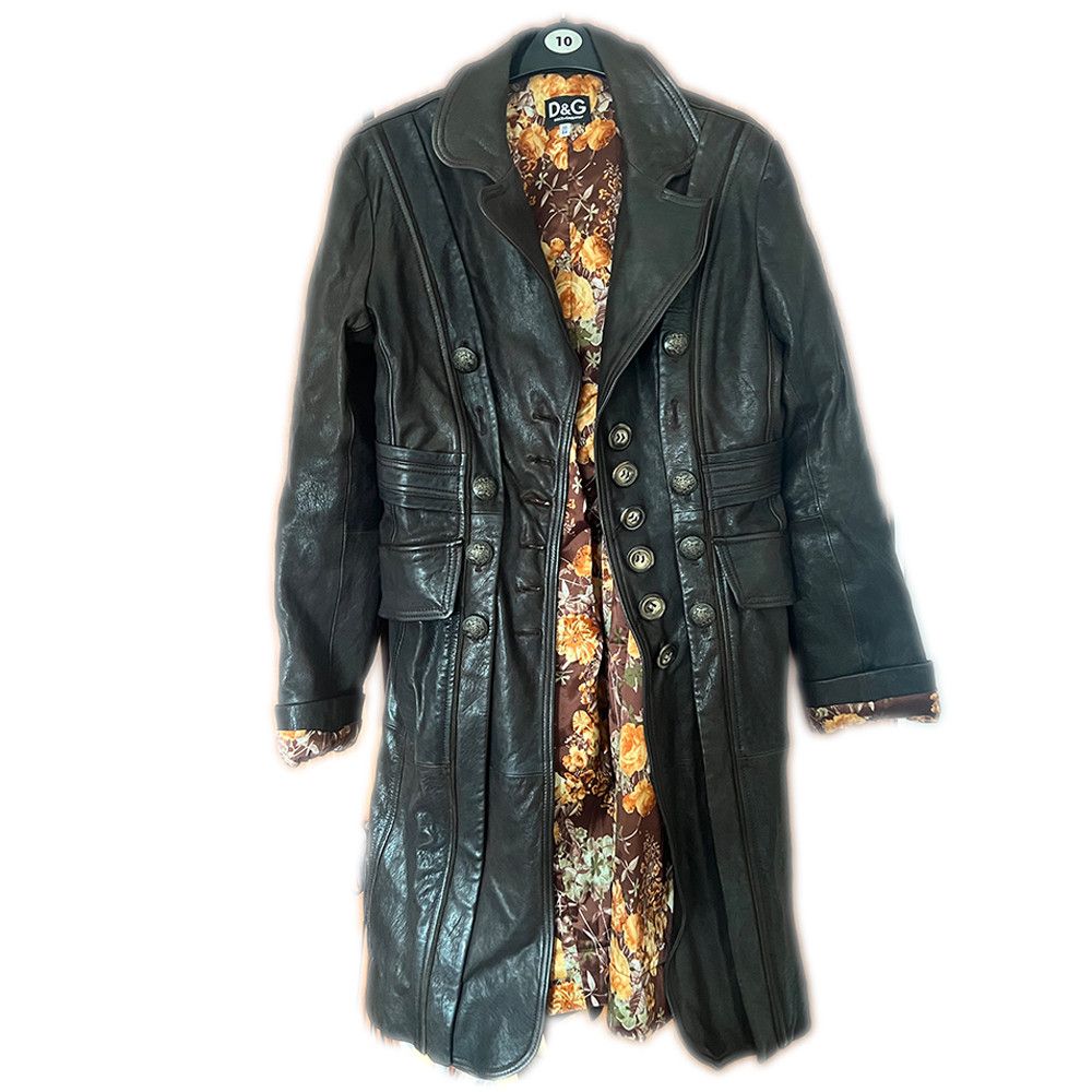 Dolce & Gabbana Vintage D&G brown leather coat Size M / US 6-8 / IT 42-44 - 1 Thumbnail