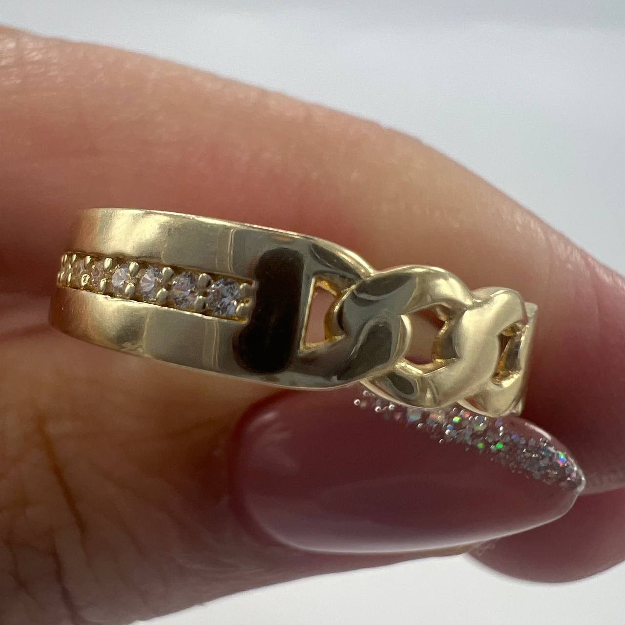 Other New 14K Solid Gold Ring 1.6g – Chain Link and Stone Band Size ONE SIZE - 1 Thumbnail