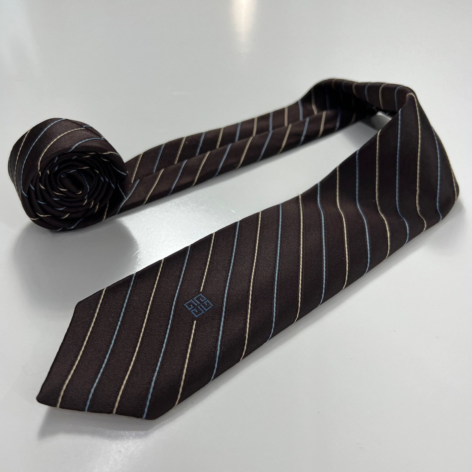 Givenchy Givenchy Gentlemen Paris Men's Tie Brown Blue White Necktie Size ONE SIZE - 4 Thumbnail